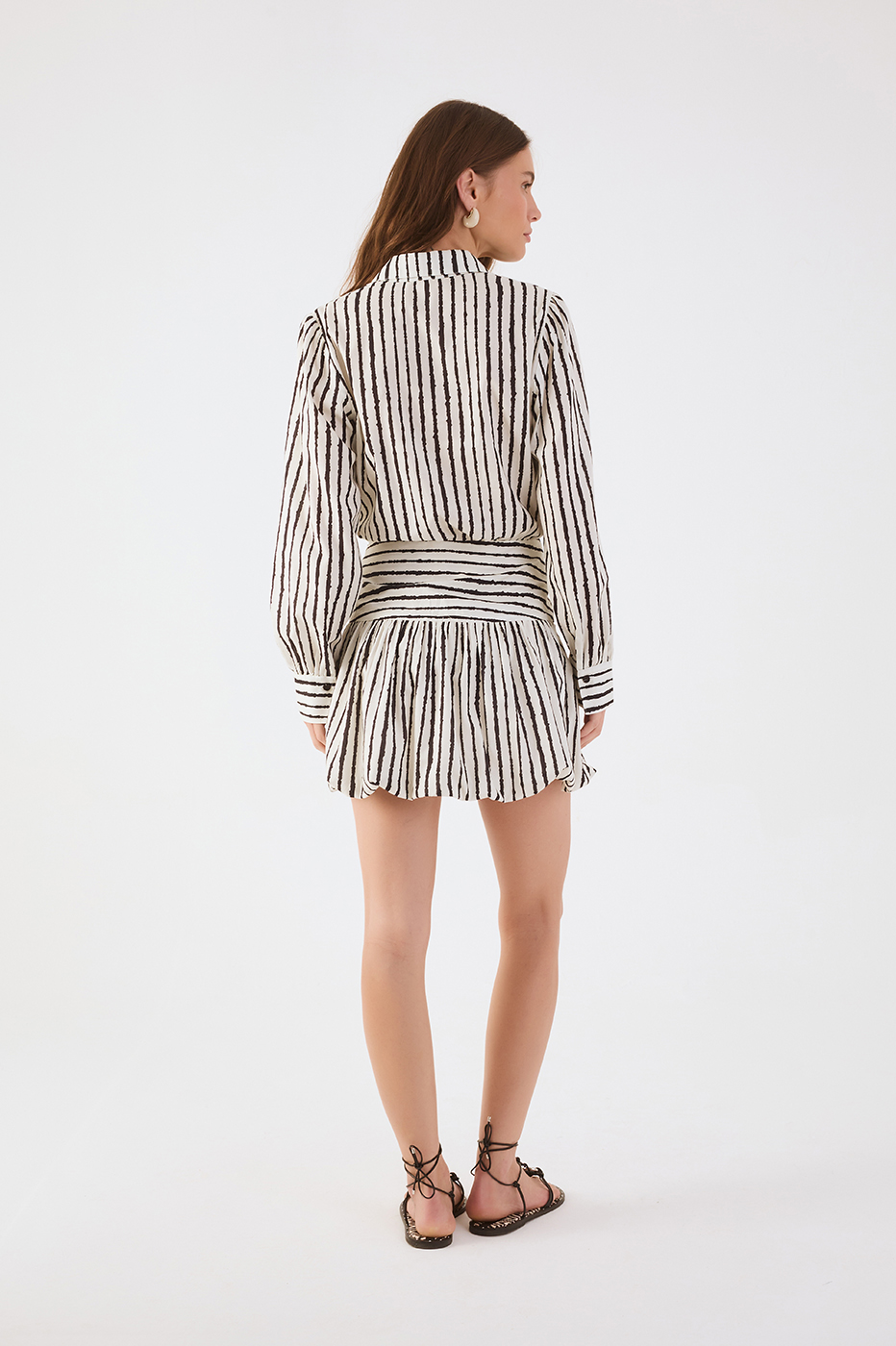 Bicolor Icarai Collared Buttoned Balloon Mini Dress