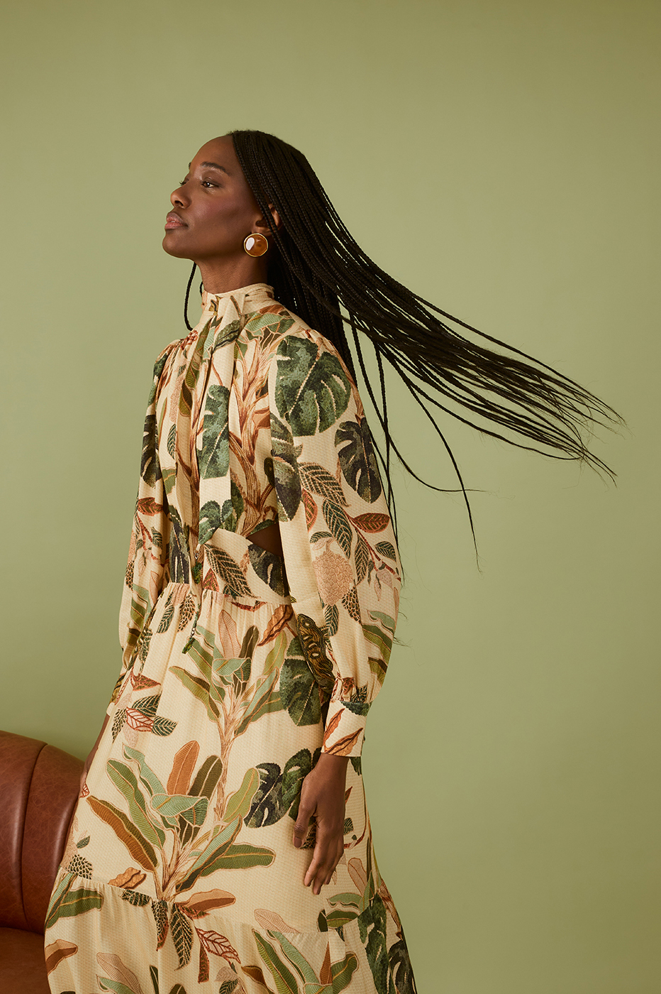 women sleeve printed dress Tropikat Print Dress in Printed