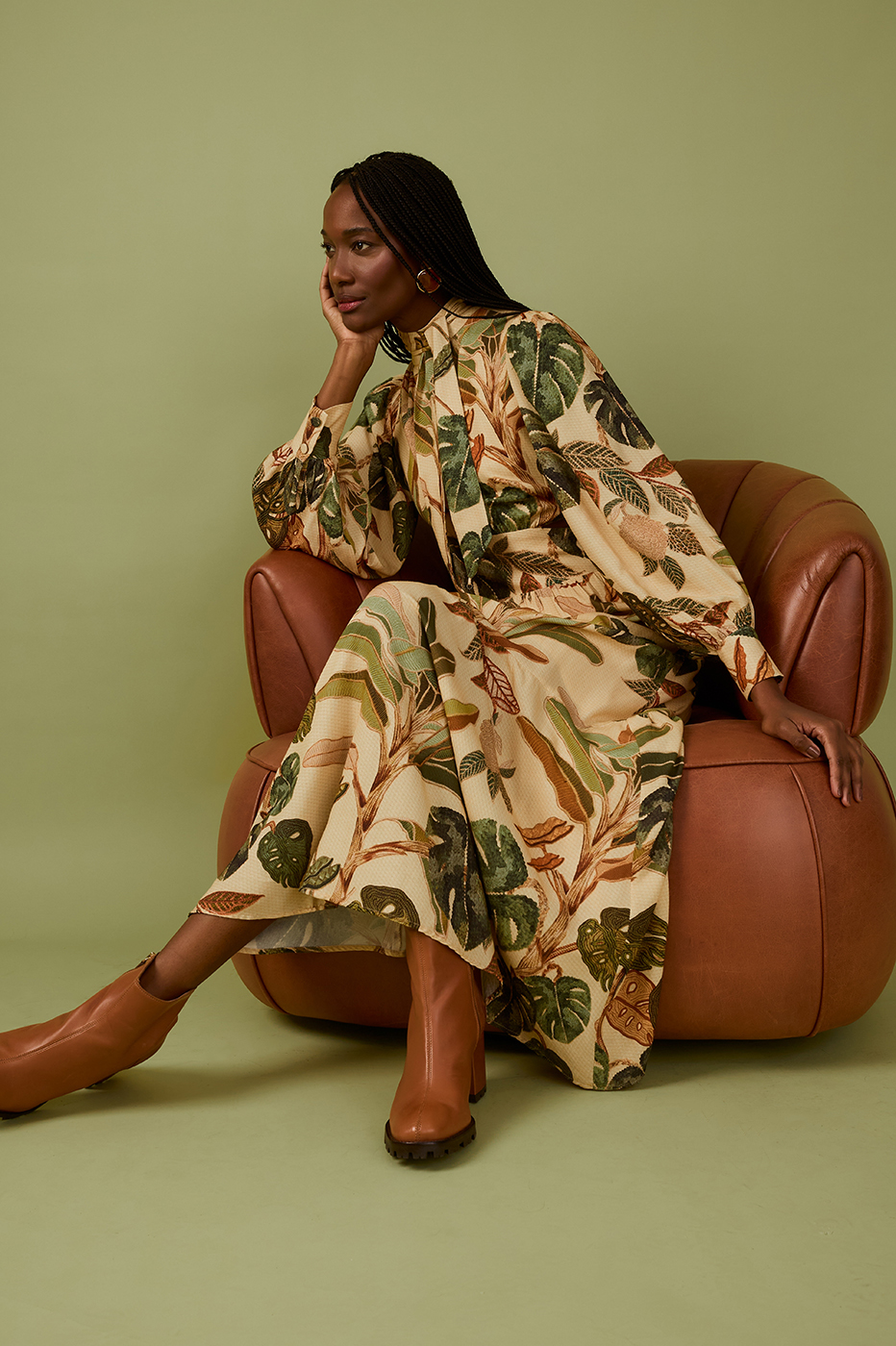 Cropped Forest Print Dress