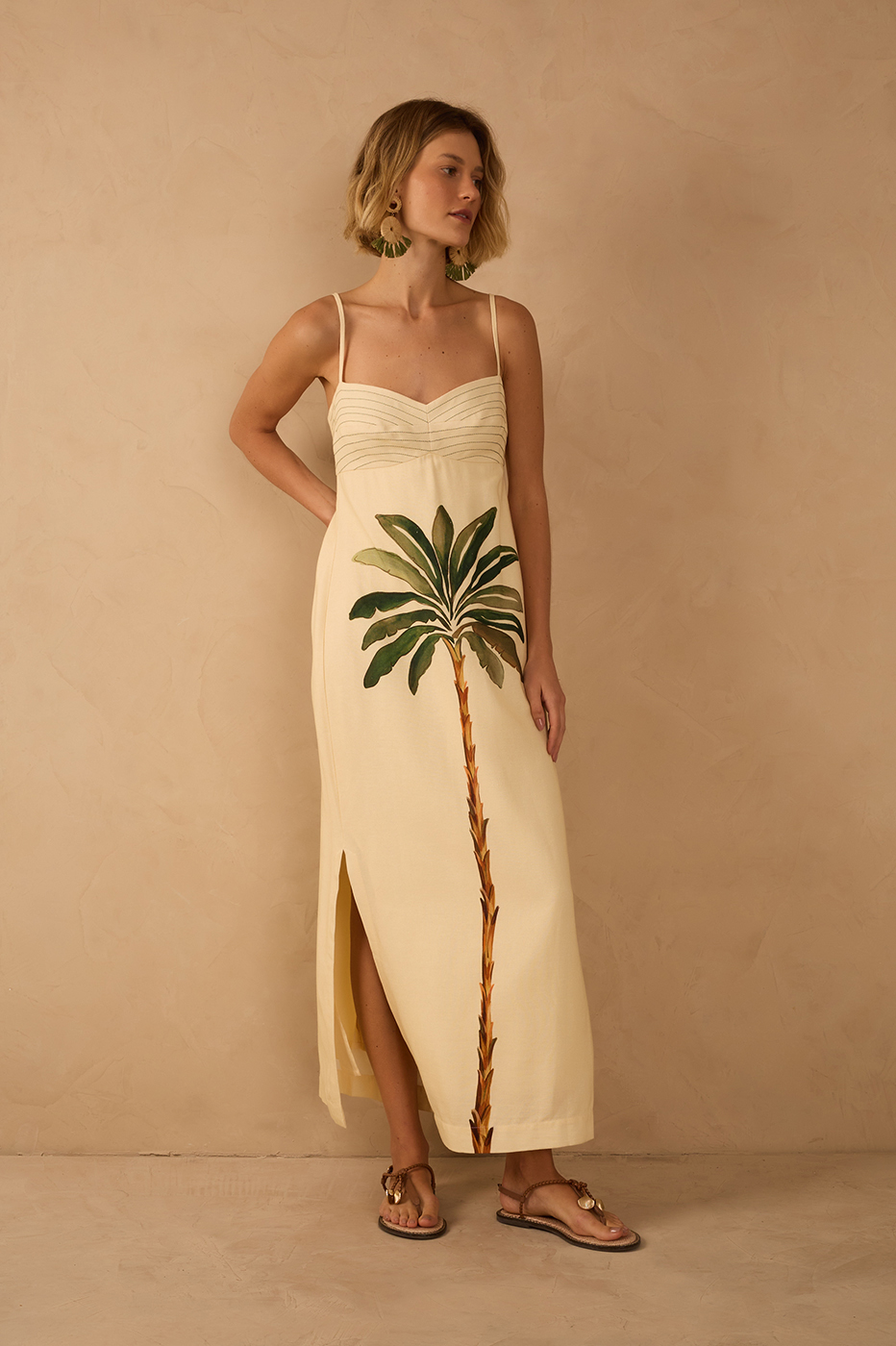 Vestido Midi Linho Estampa Tropicana_1