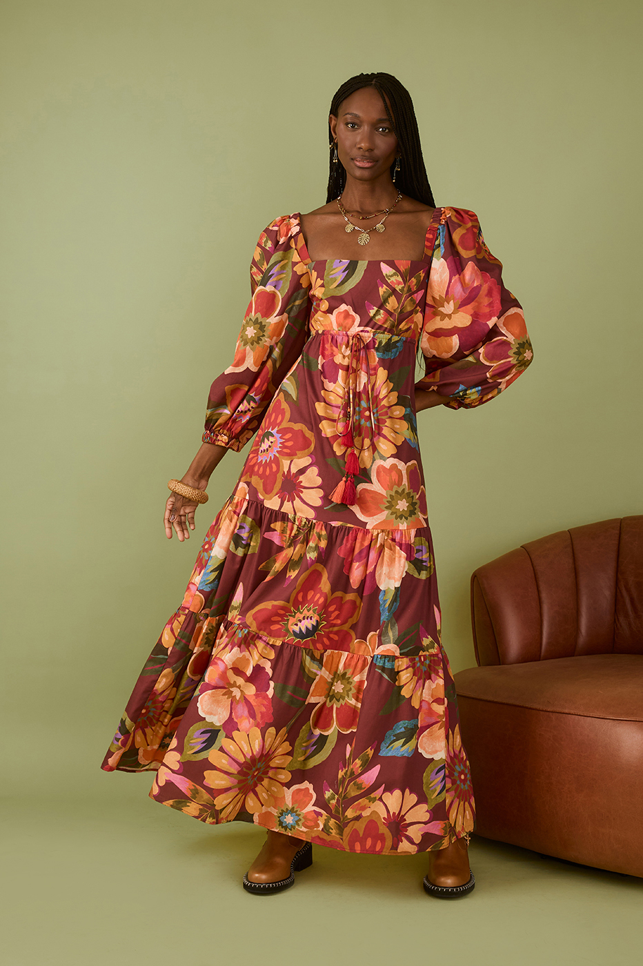 Cropped Garden Print Dress