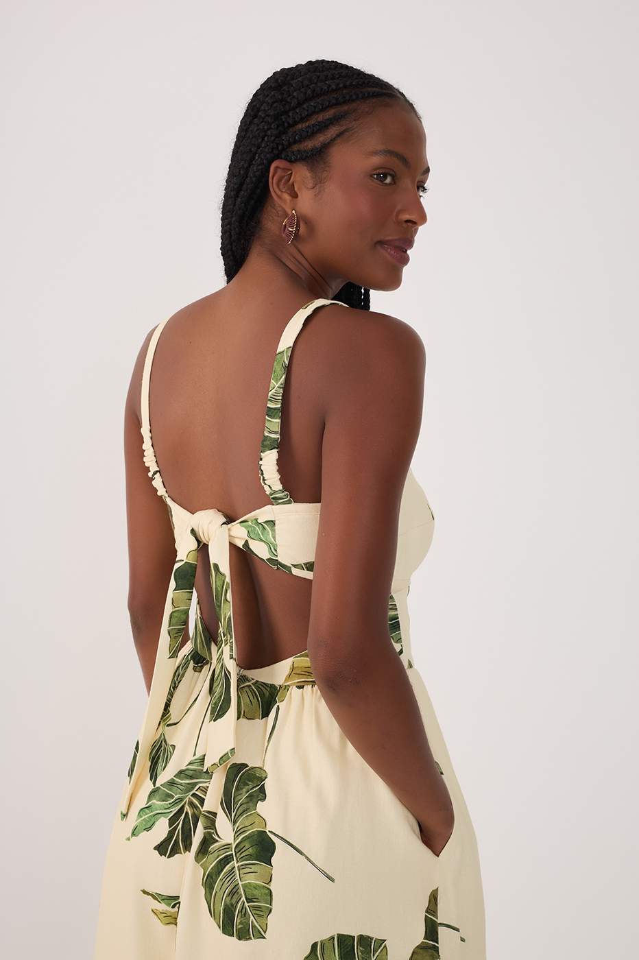 Vestido Midi Linho Estampa Folhar_5