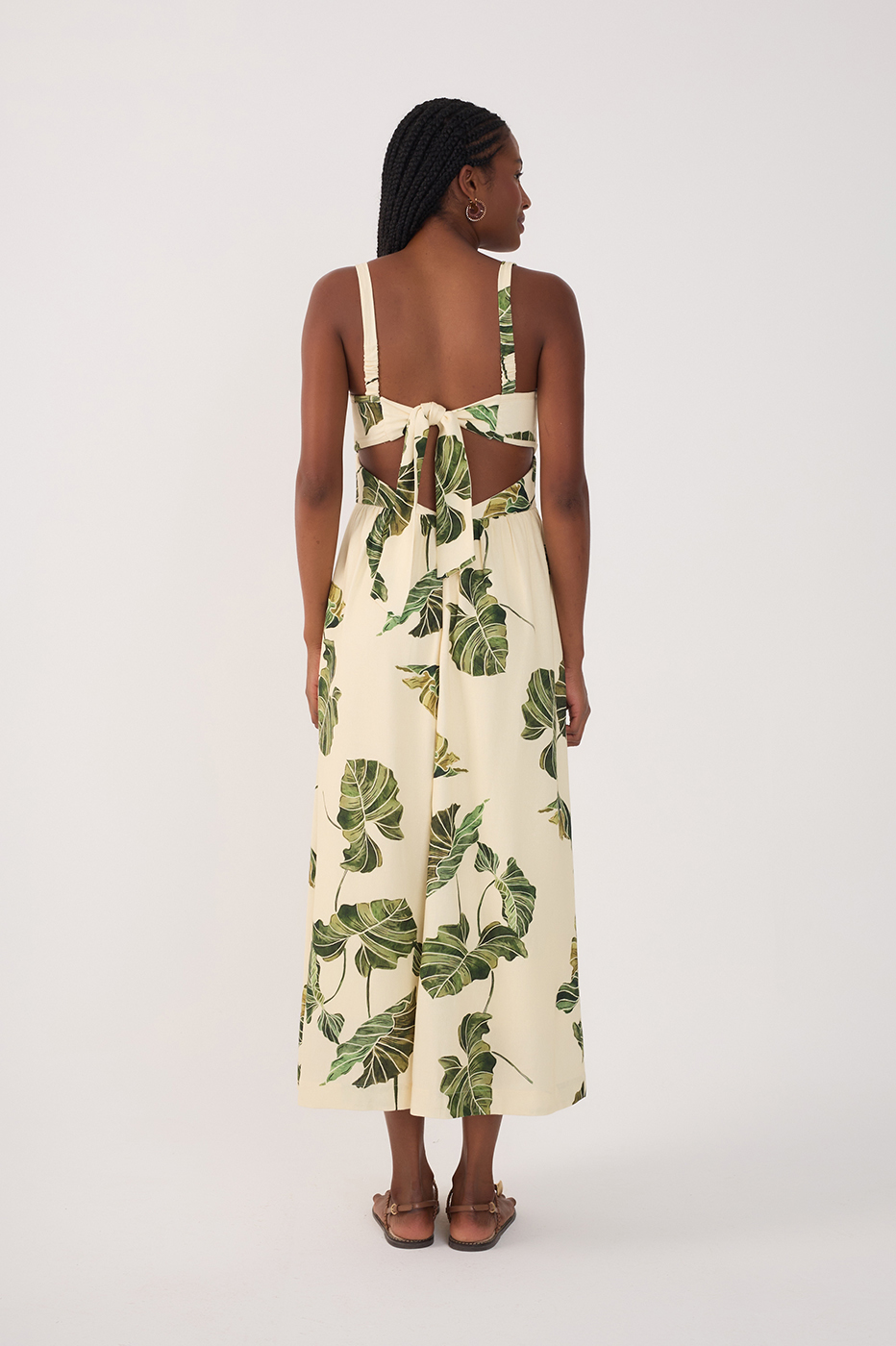 Vestido Midi Linho Estampa Folhar_6