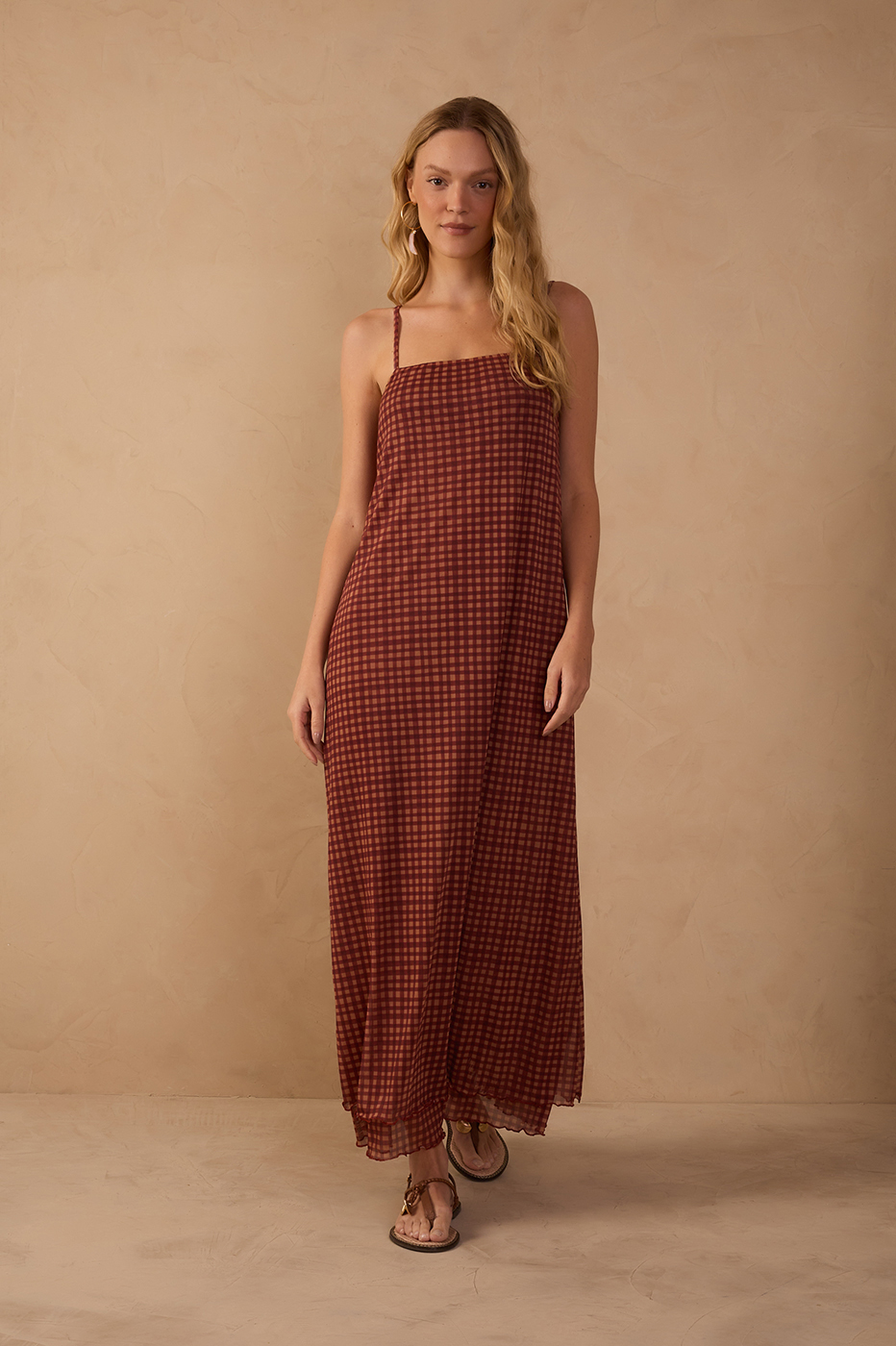 Vestido Tule Estampa Vichy_1