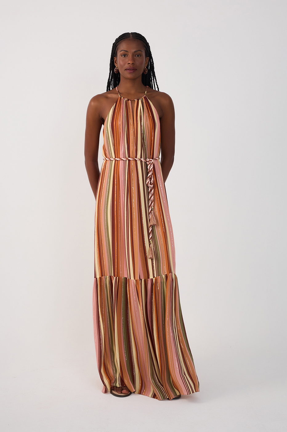 Bosque Print Lurex Maxi Dress