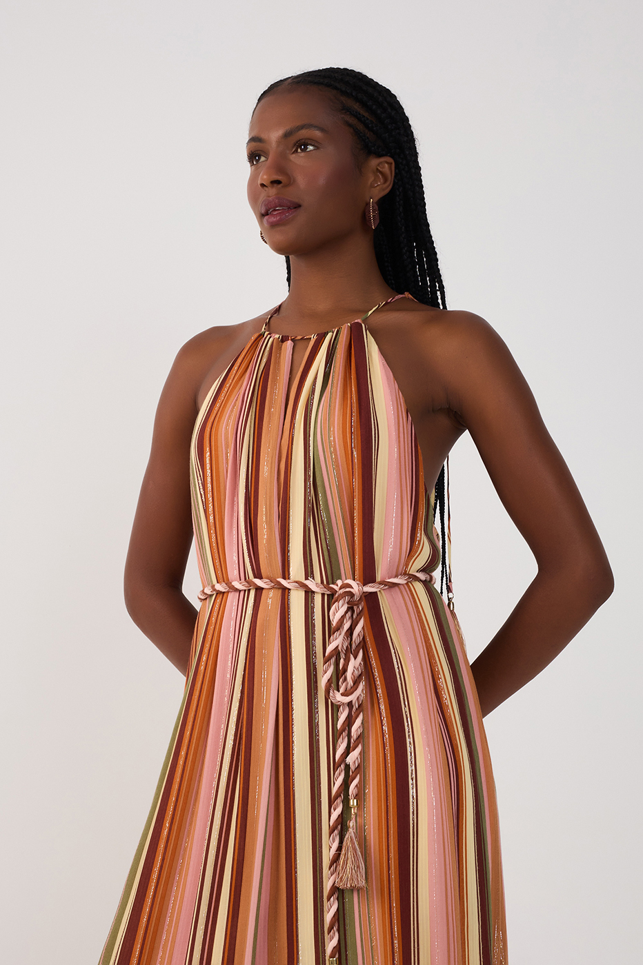 Bosque Print Lurex Maxi Dress