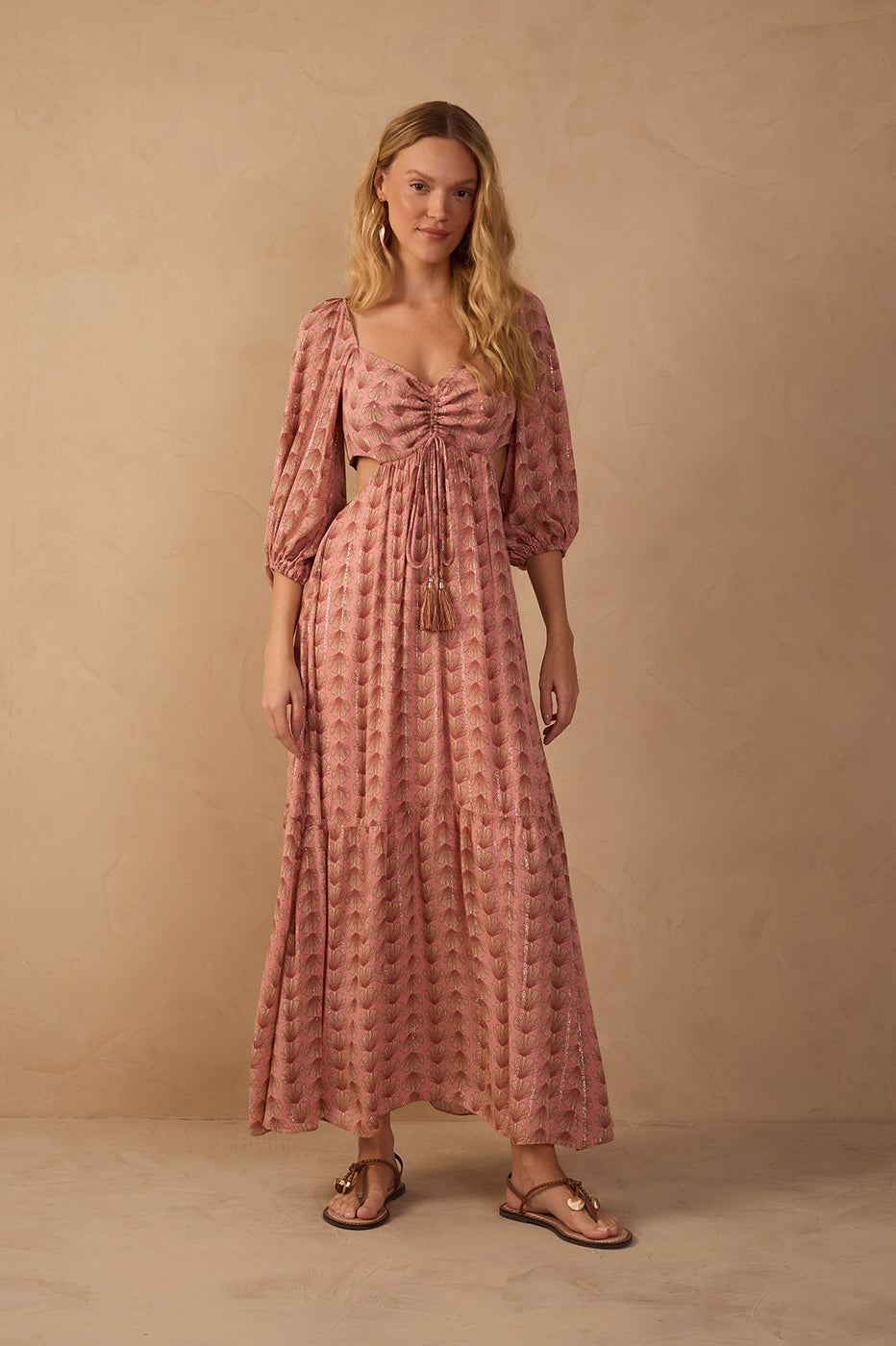 Pink Maresia Lurex Cut-Out Maxi Dress_1