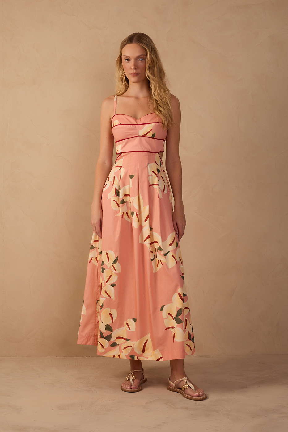 Midi Tricoline Antúrio Print Dress_1