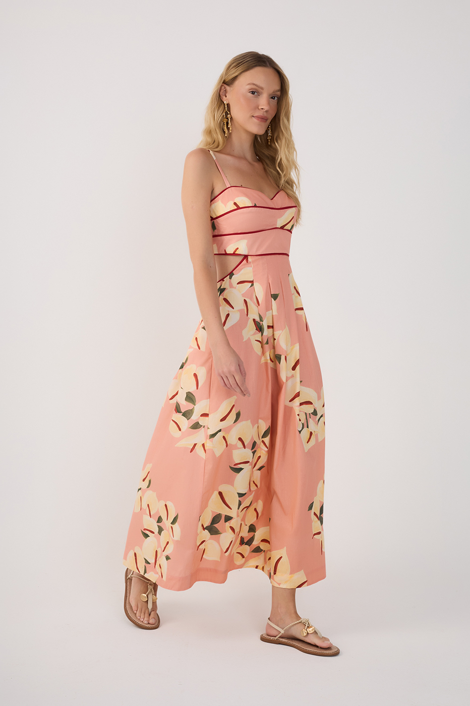 Midi Tricoline Antúrio Print Dress_2