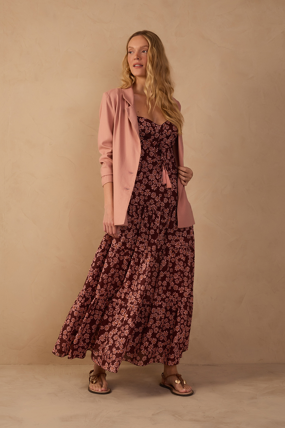 Cropped Margaridas Rosa Print Dress_1
