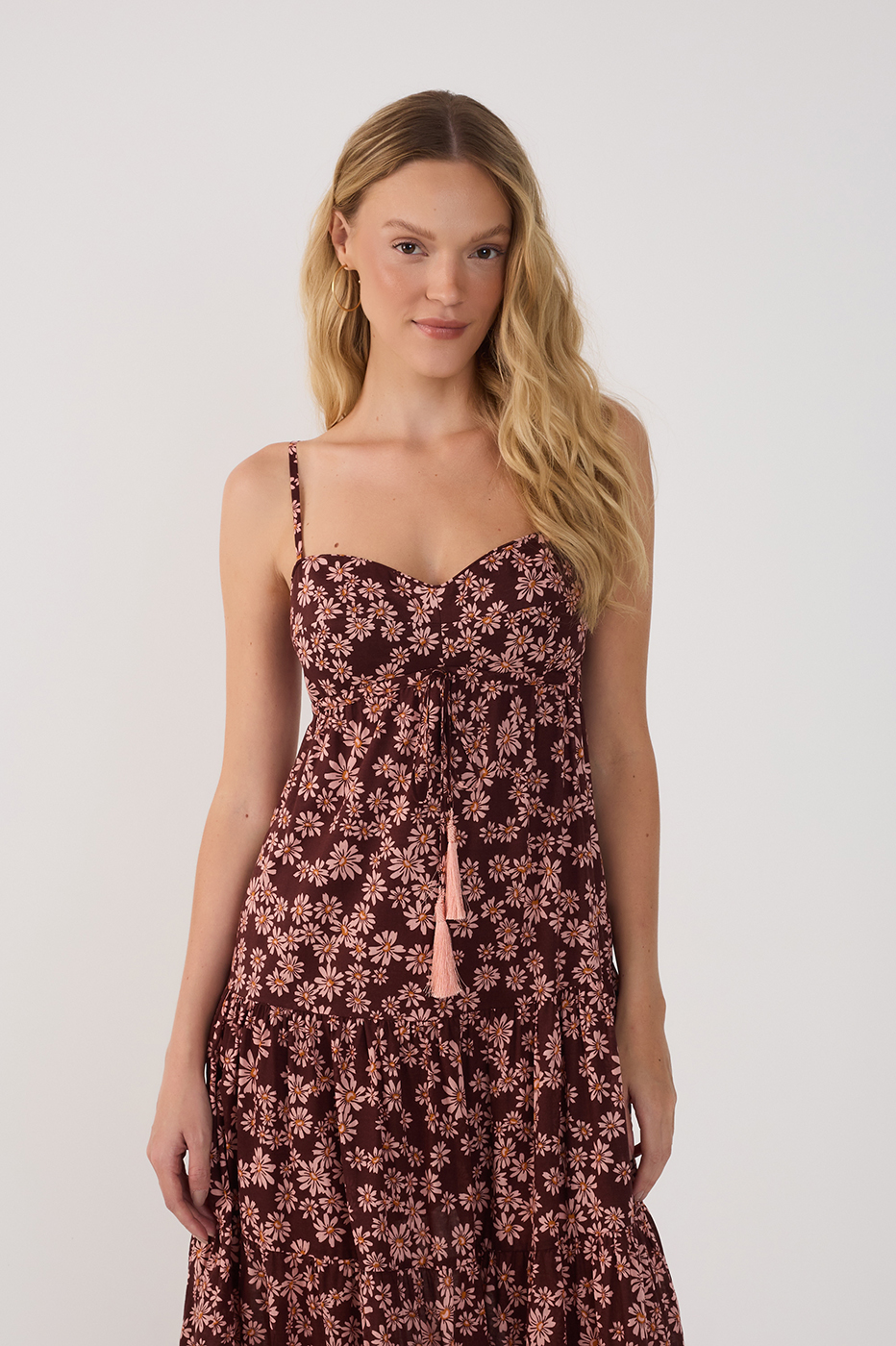 Vestido Cropped Estampa Margaridas Rosa_4