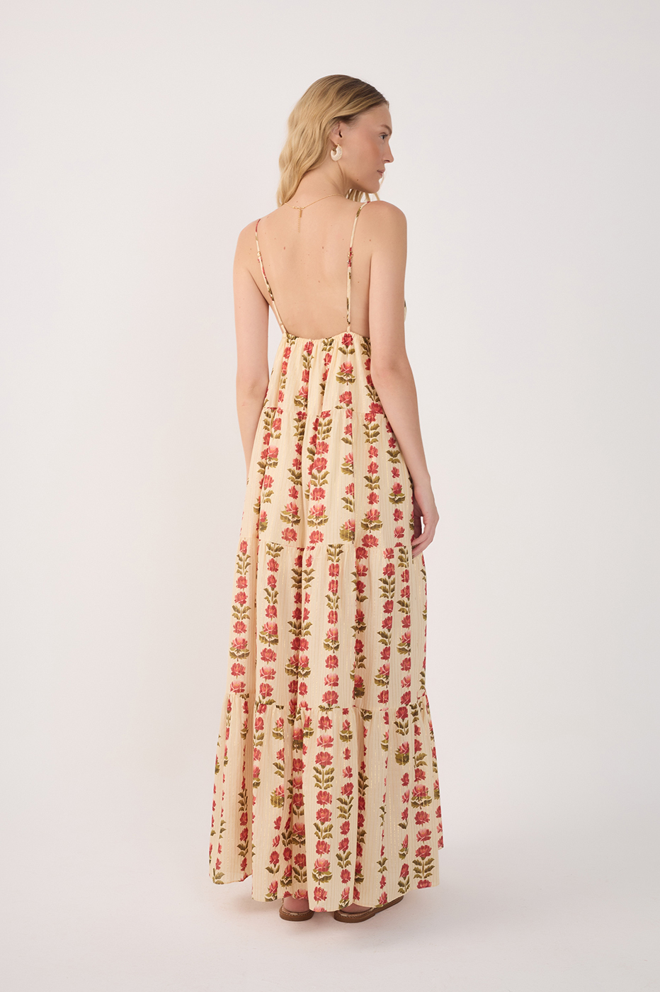Long Lurex Camélia Print Dress_5