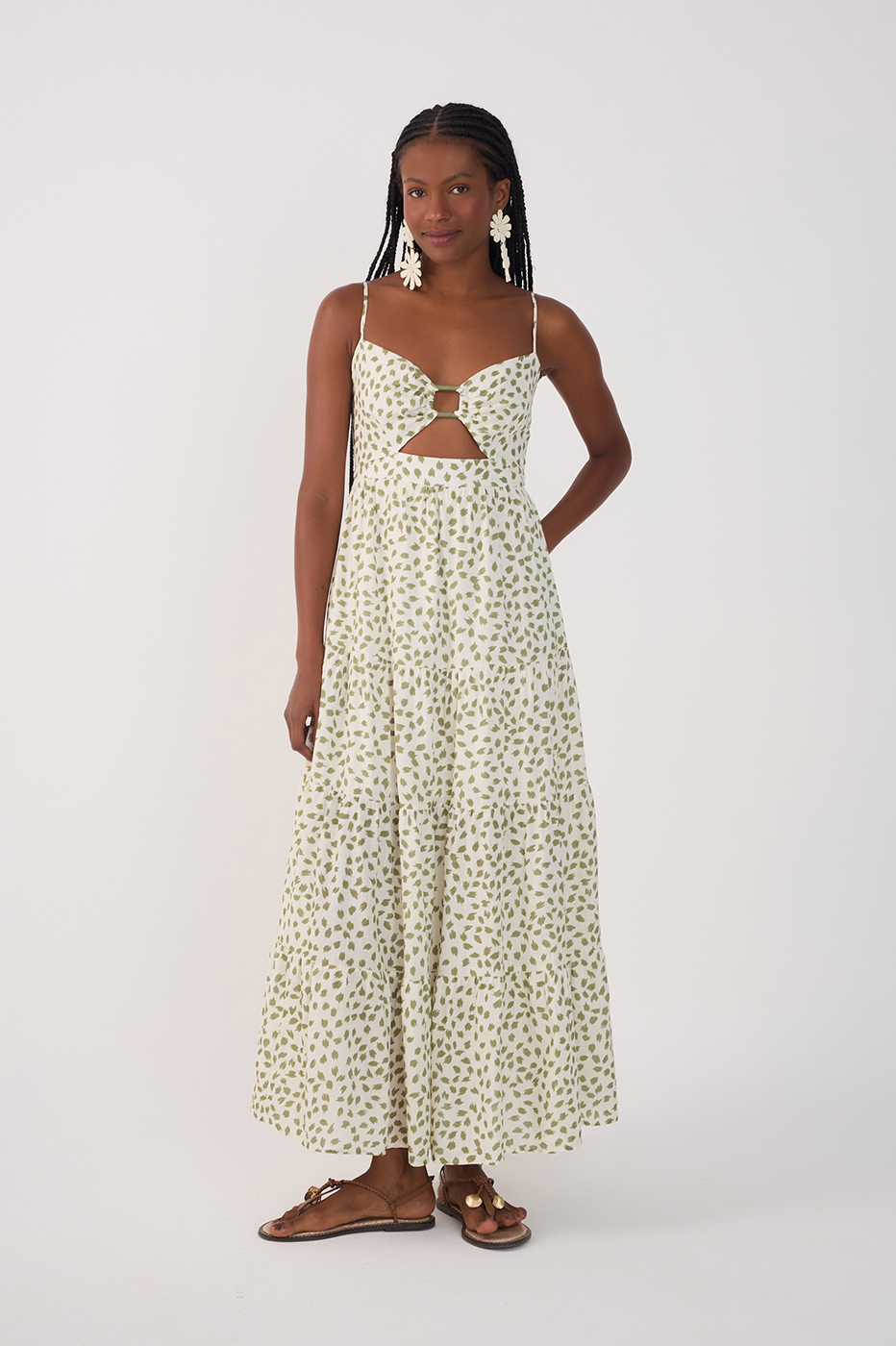 Vestido Cropped Estampa Poá Folhagem_2