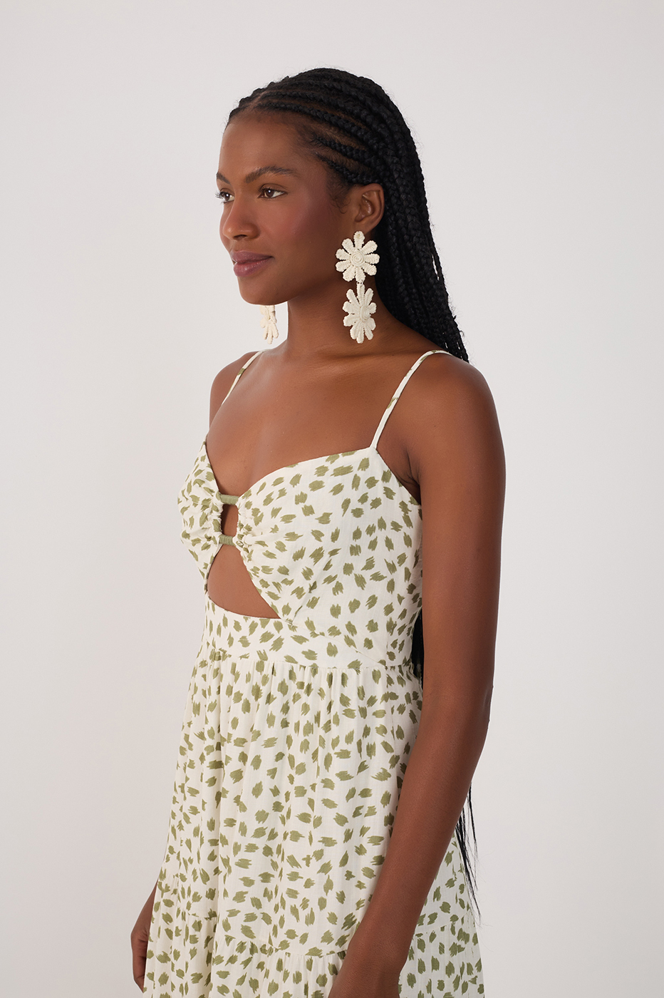 Cropped Poá Folhagem Print Dress_4