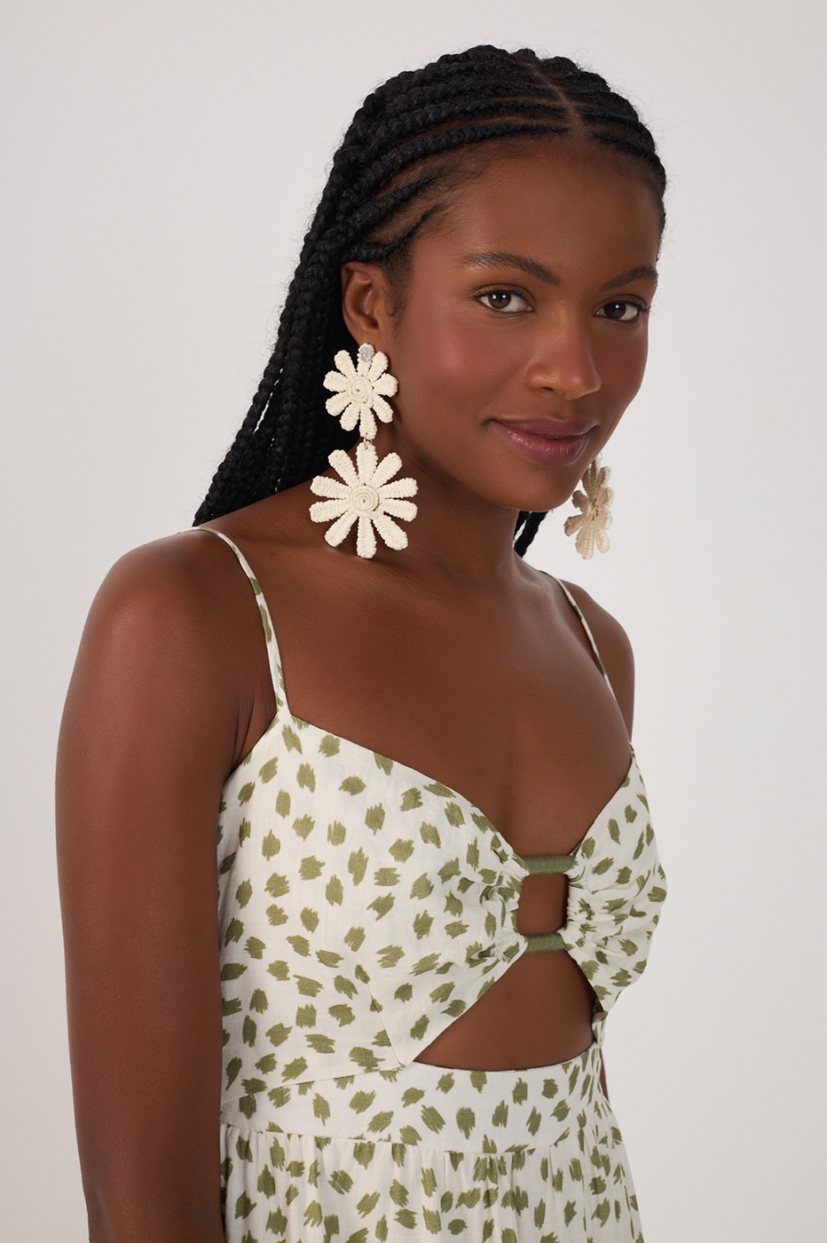 Cropped Poá Folhagem Print Dress_5