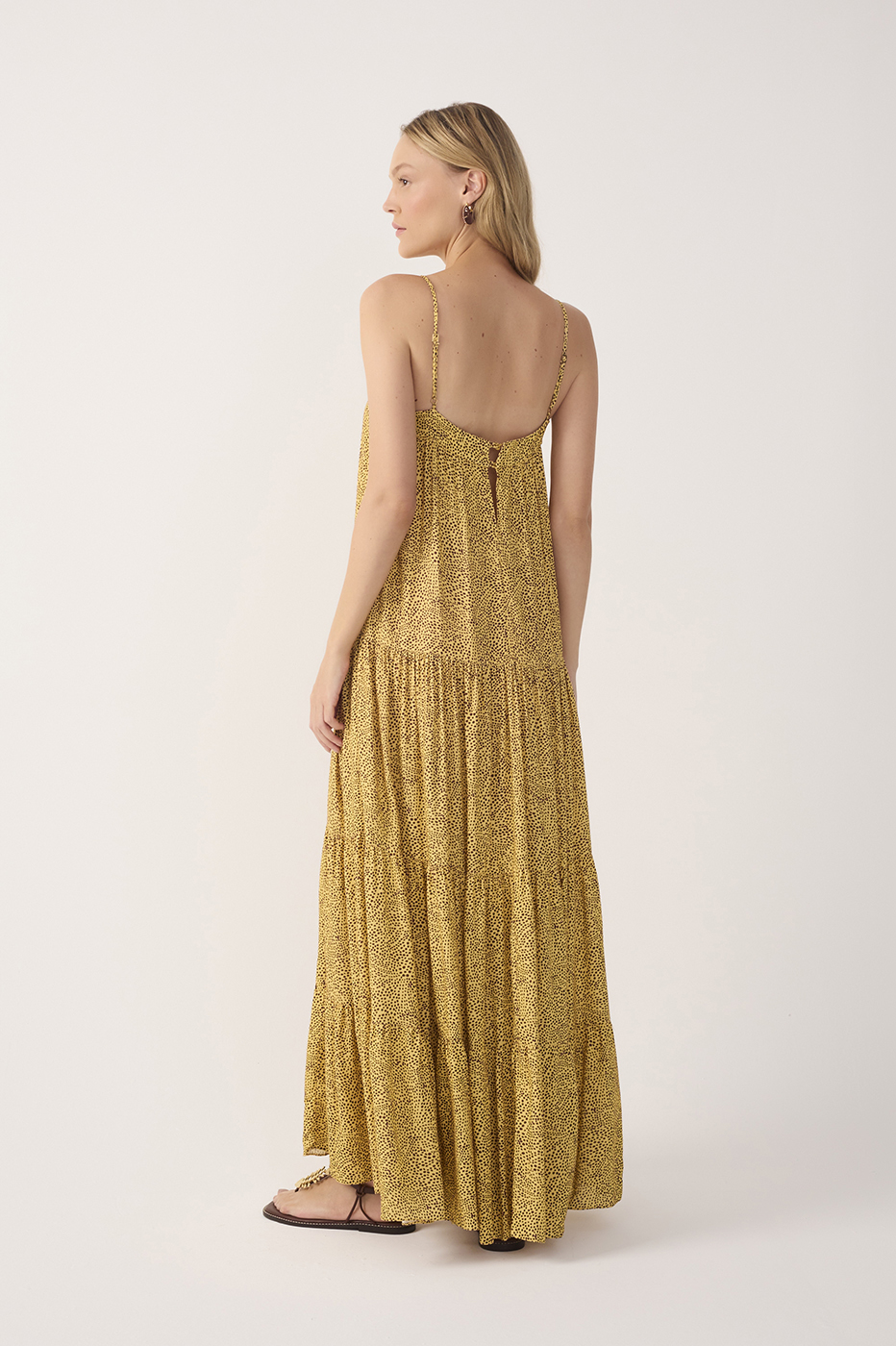 Yellow Gotas Smocked Tiered Maxi Dress_6