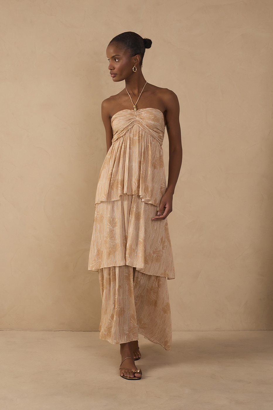 beige smocked dress Oceano Ruffled Maxi Color:Black and Royal Blue and breezy cotton blend Breast Badges Silver Shoes Midi Dress