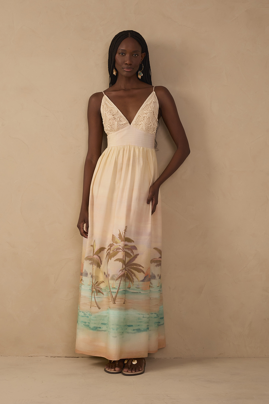 Beige Veranil Embroidered Maxi Dress Beige Veranil Embroidered Maxi Dress