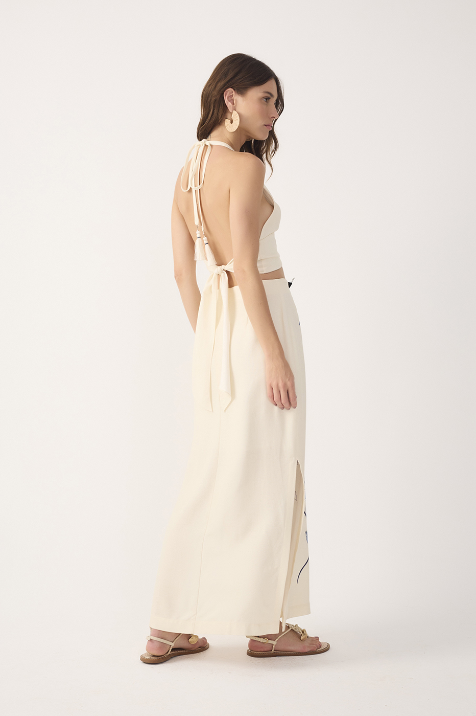 Off-White Flor Top and Maxi Skirt Linen Set_7