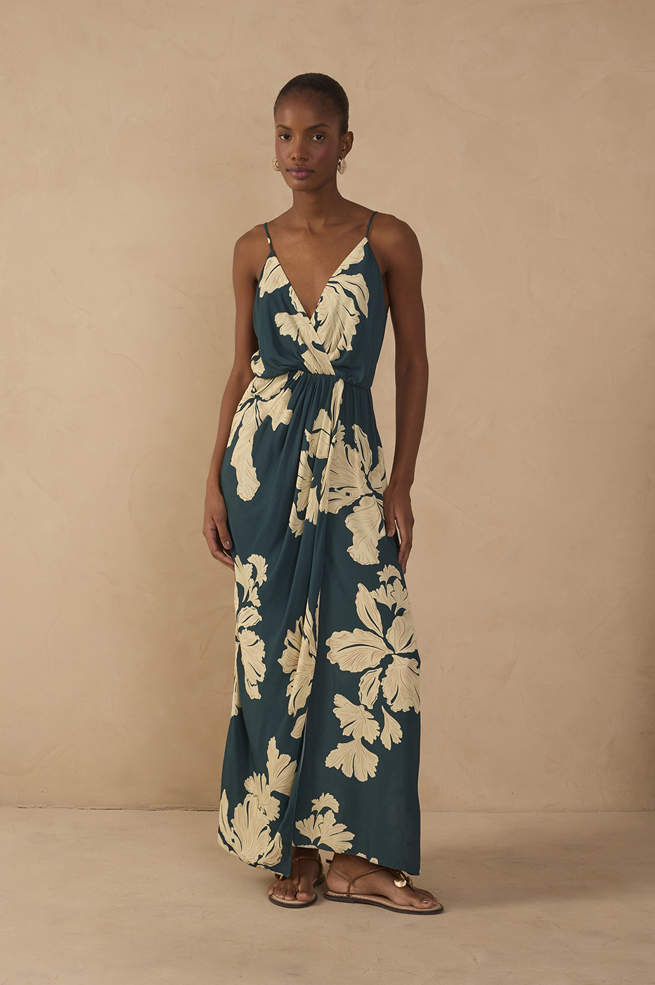 Cropped Print Pétala Verde Dress_1