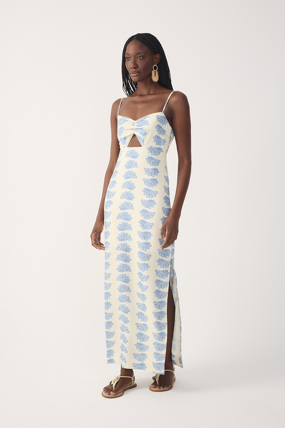 Off-White Aquario Side Slit Linen Maxi Dress_2