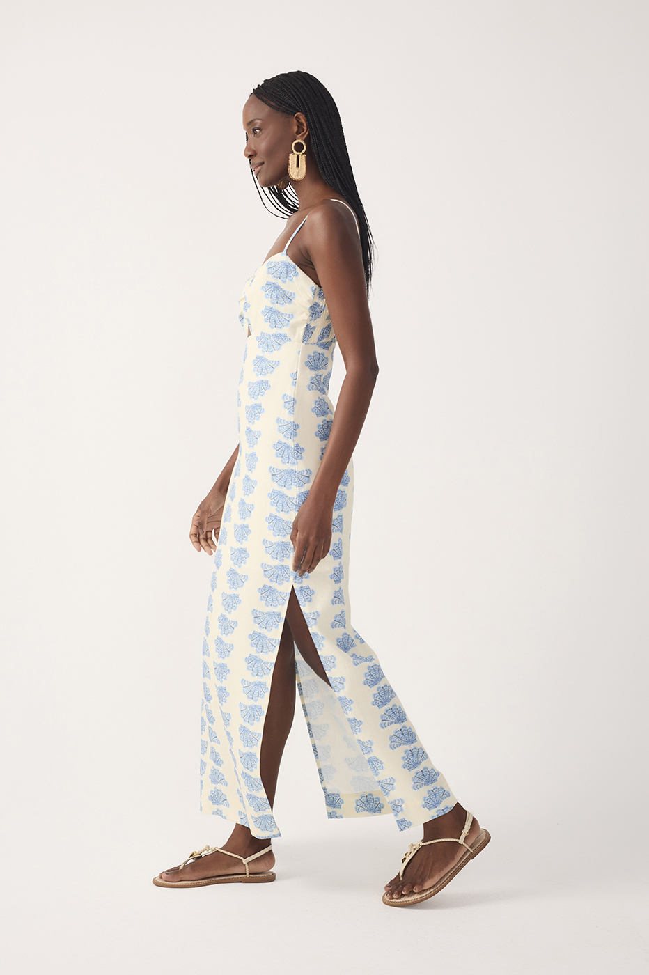 Off-White Aquario Side Slit Linen Maxi Dress_3