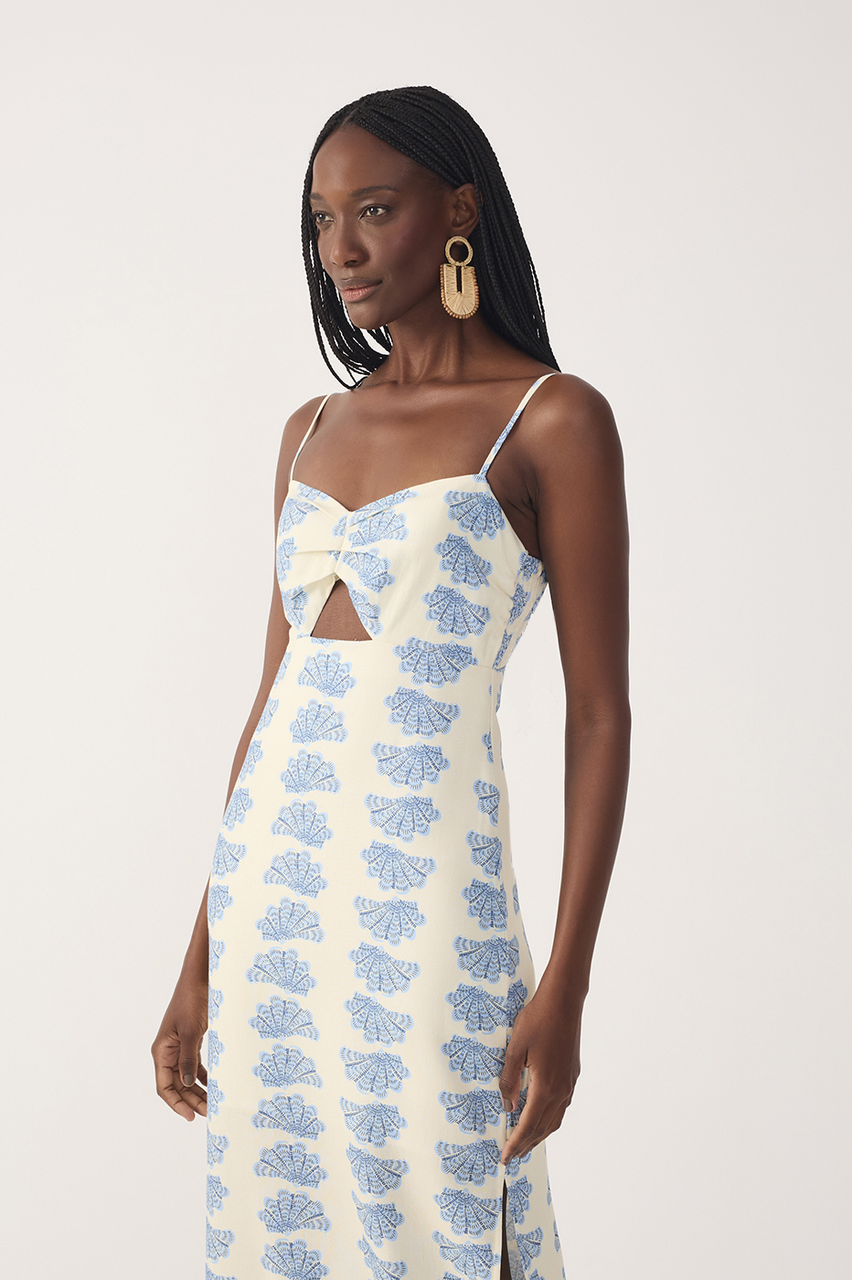 Off-White Aquario Side Slit Linen Maxi Dress_4