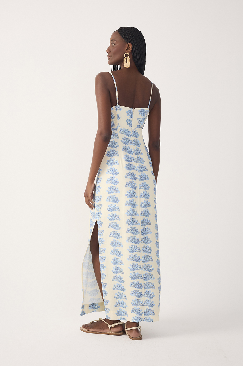 Off-White Aquario Side Slit Linen Maxi Dress_6