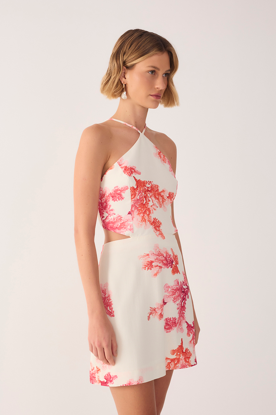 Coral Print Linen Dress