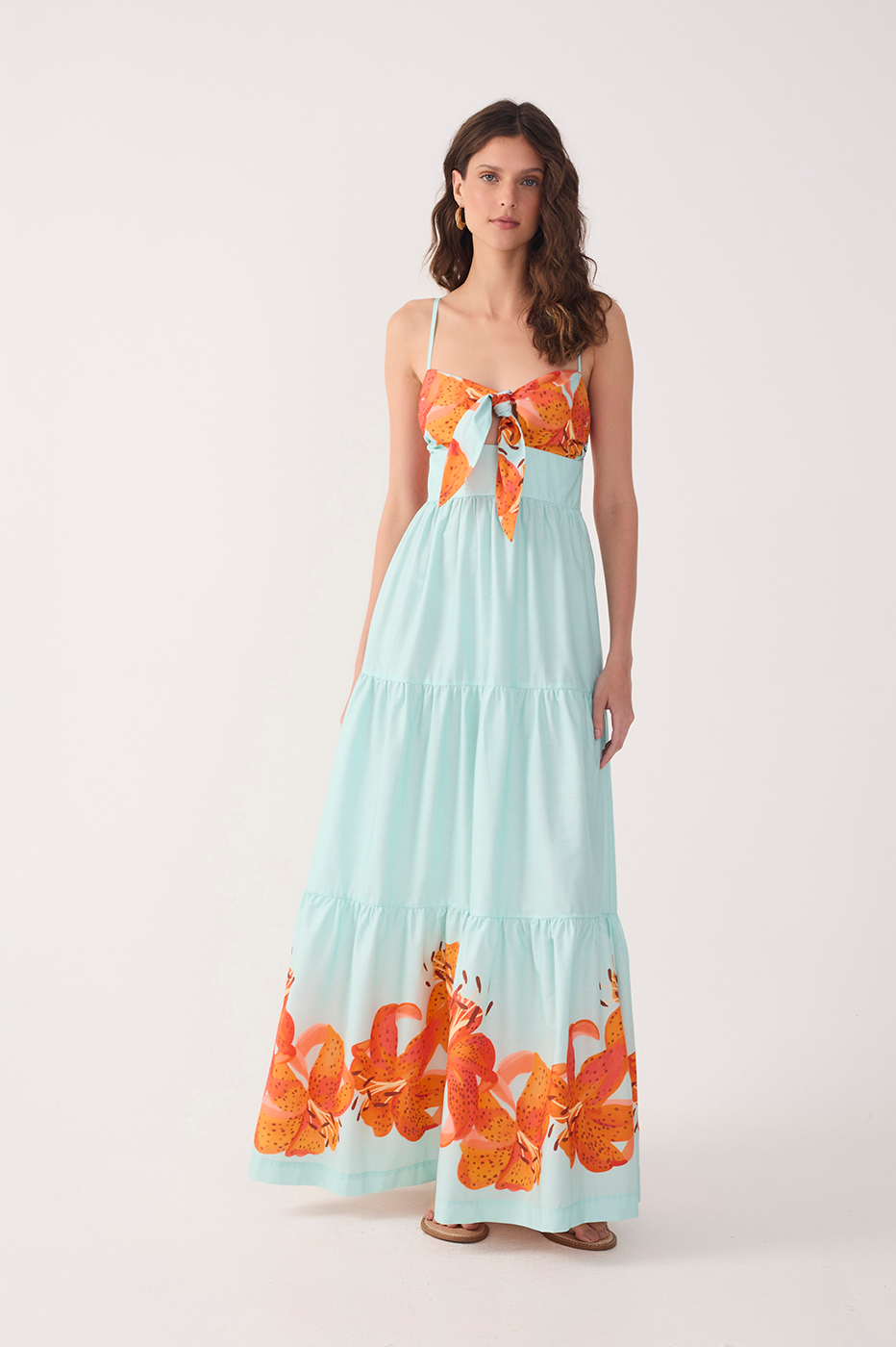 Vestido Cropped Tricoline Estampa Lírios_2