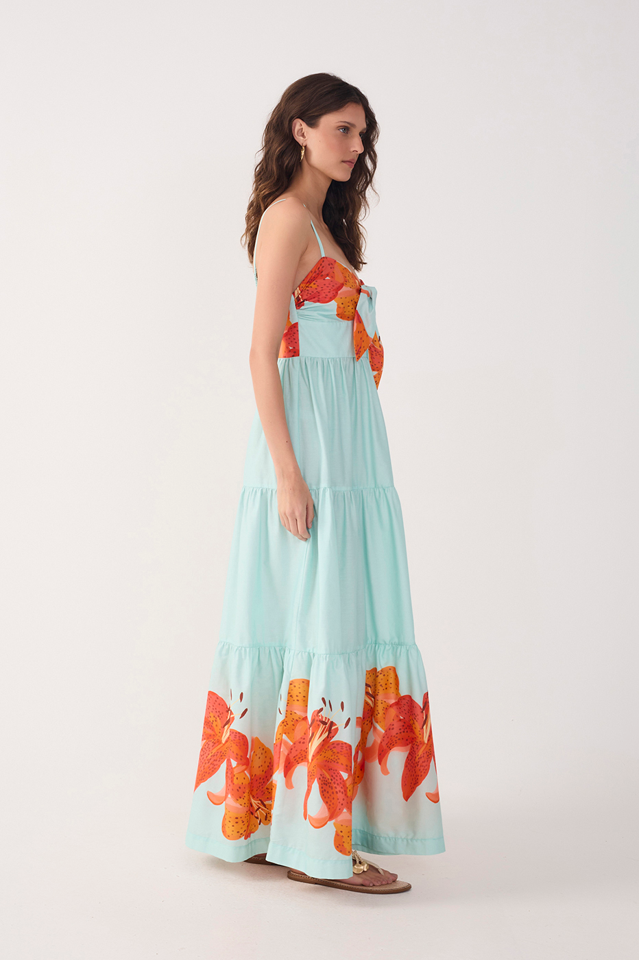 Cropped Tricoline Print Lírios Dress_3