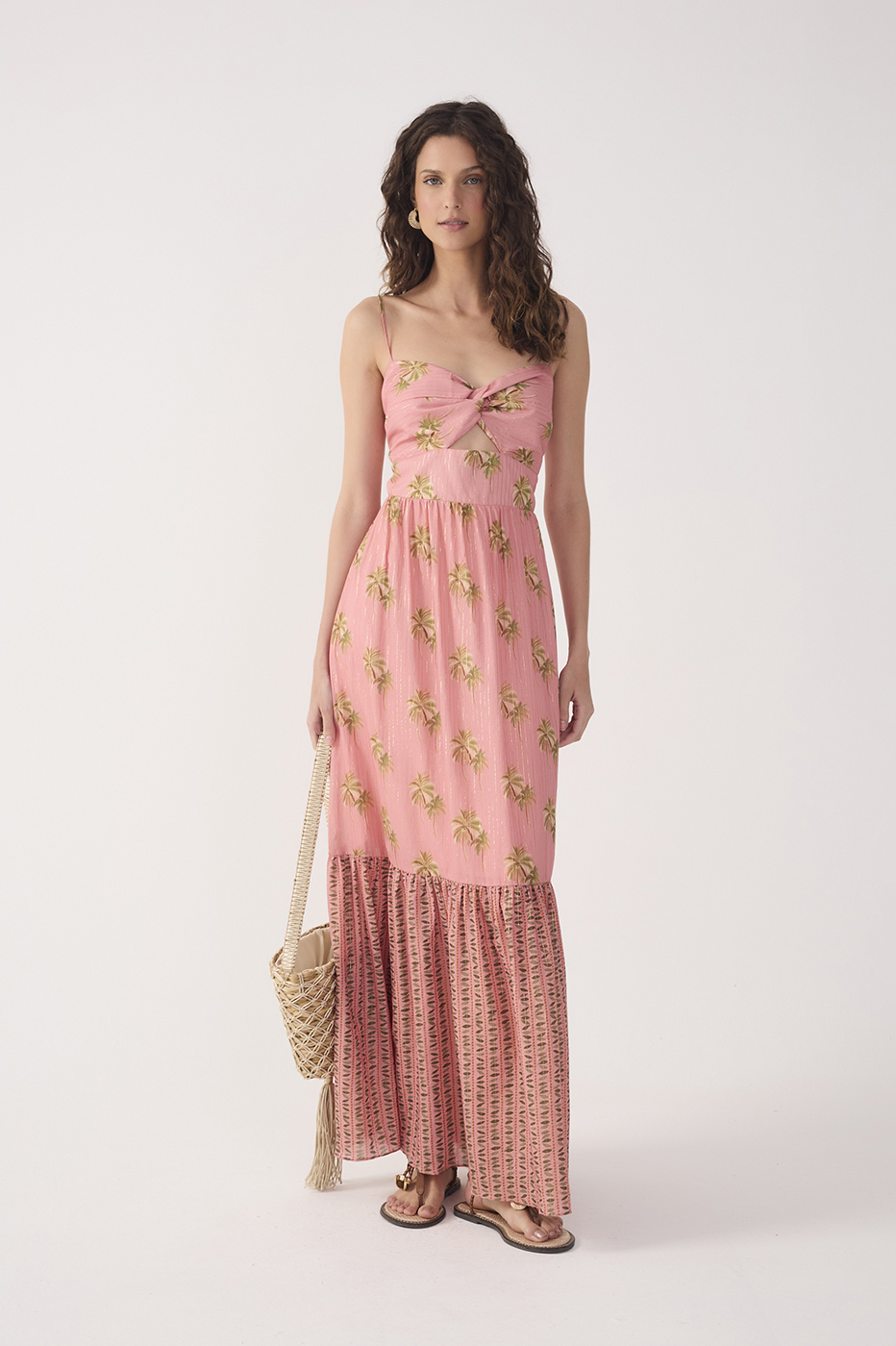 Pink Oásis Cut-Out Tiered Maxi Dress