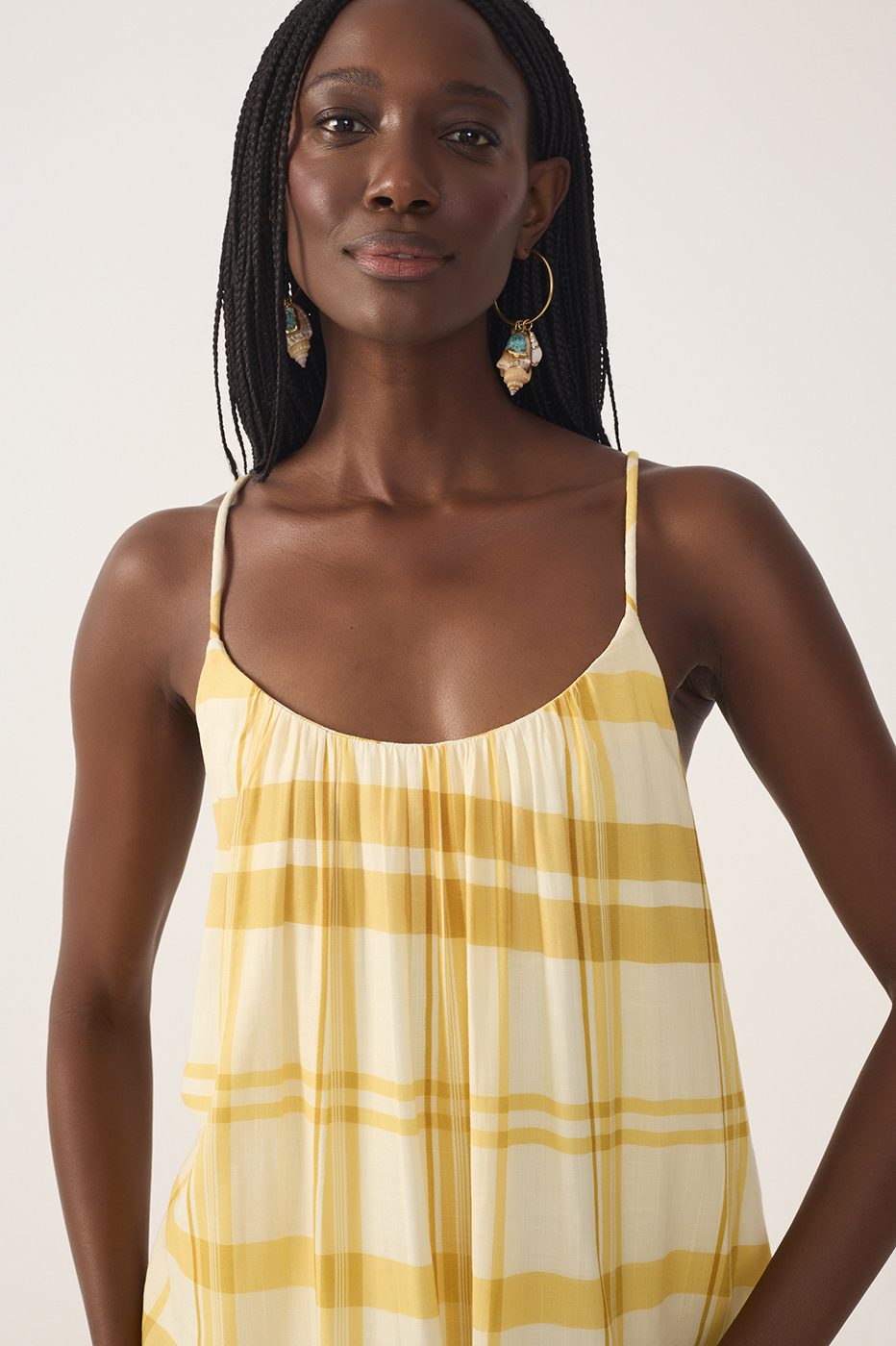 Yellow Frescor Sleeveless Tiered Maxi Dress_5