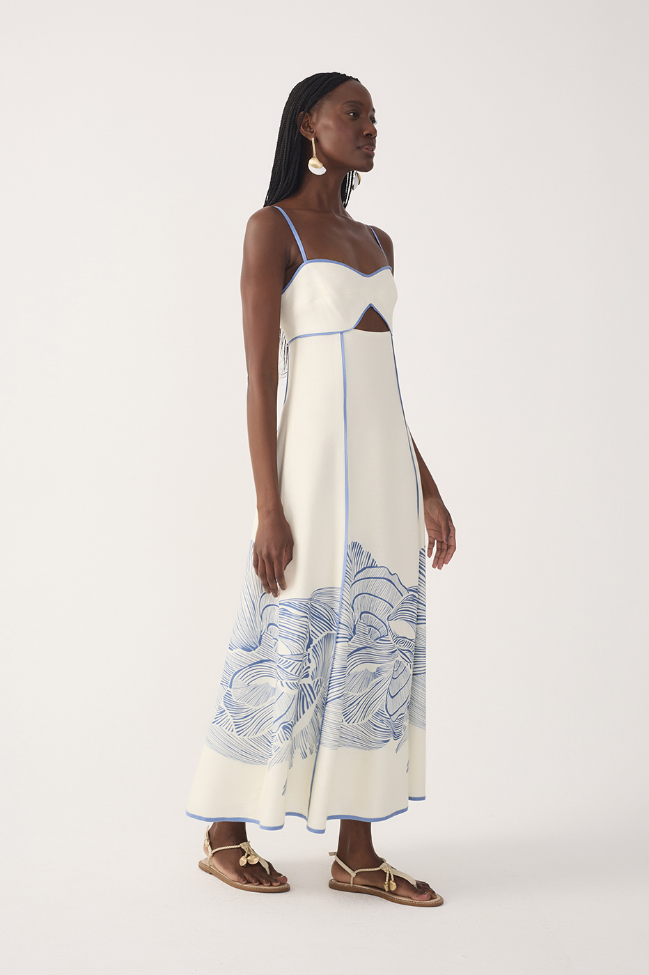 Off-White Mergulho Cut-Out Linen Midi Dress_3