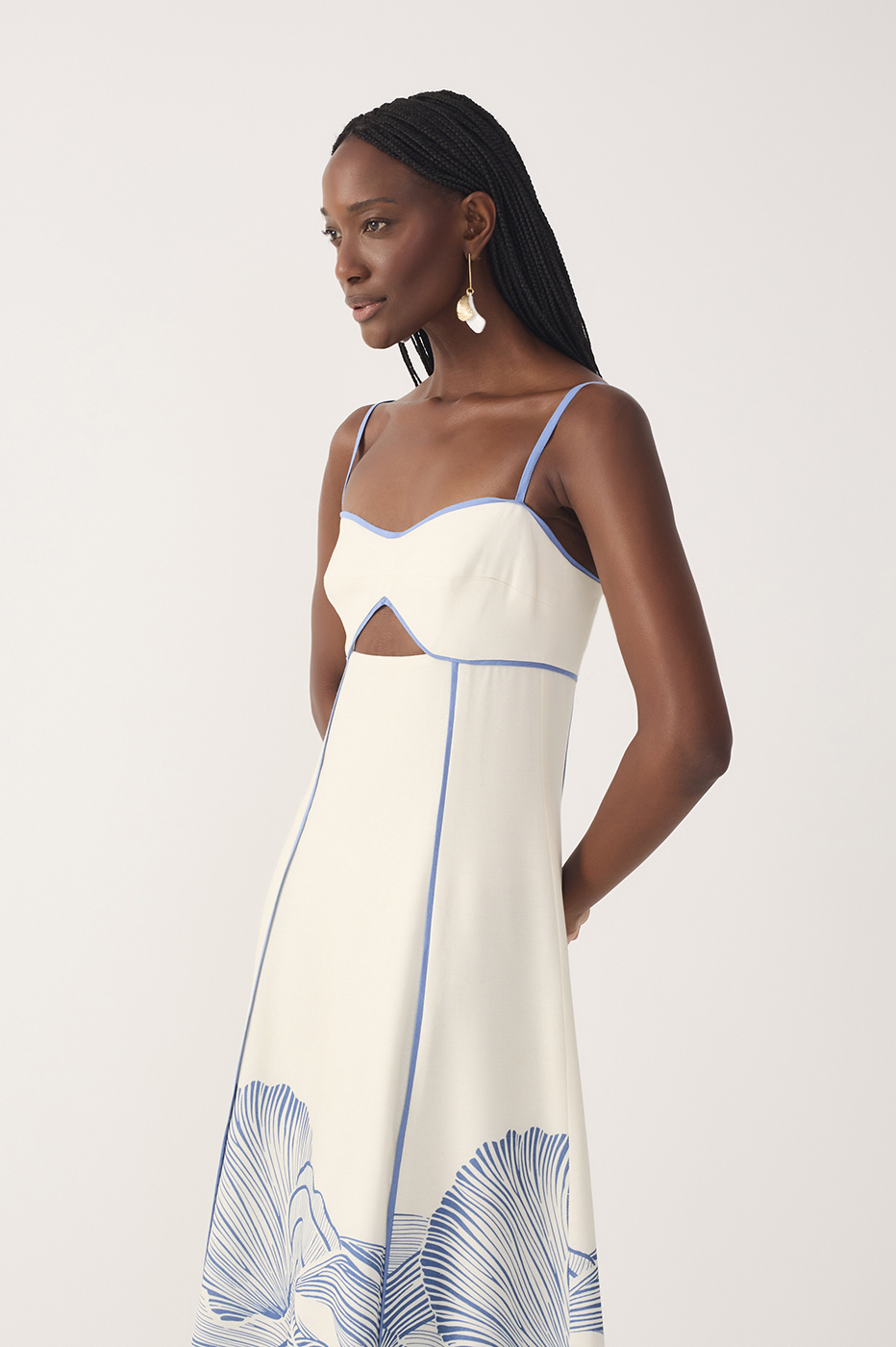 Off-White Mergulho Cut-Out Linen Midi Dress_4