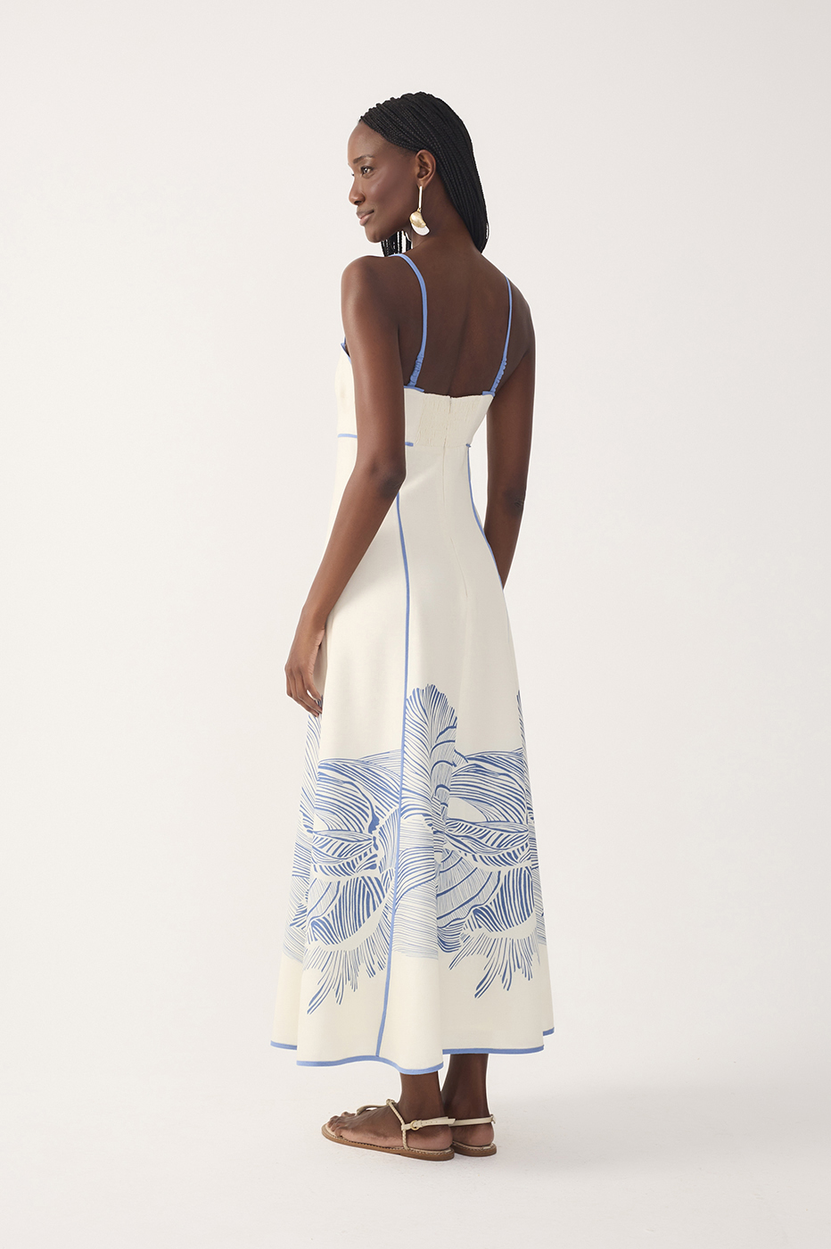 Off-White Mergulho Cut-Out Linen Midi Dress_6
