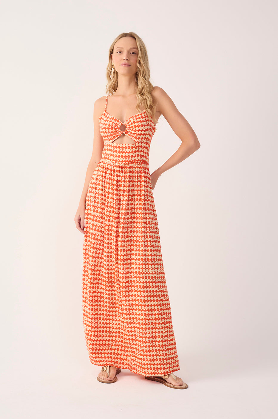 Red Escama Cut-Out Sleeveless Maxi Dress_2