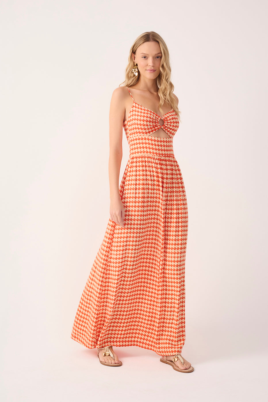 Red Escama Cut-Out Sleeveless Maxi Dress_3