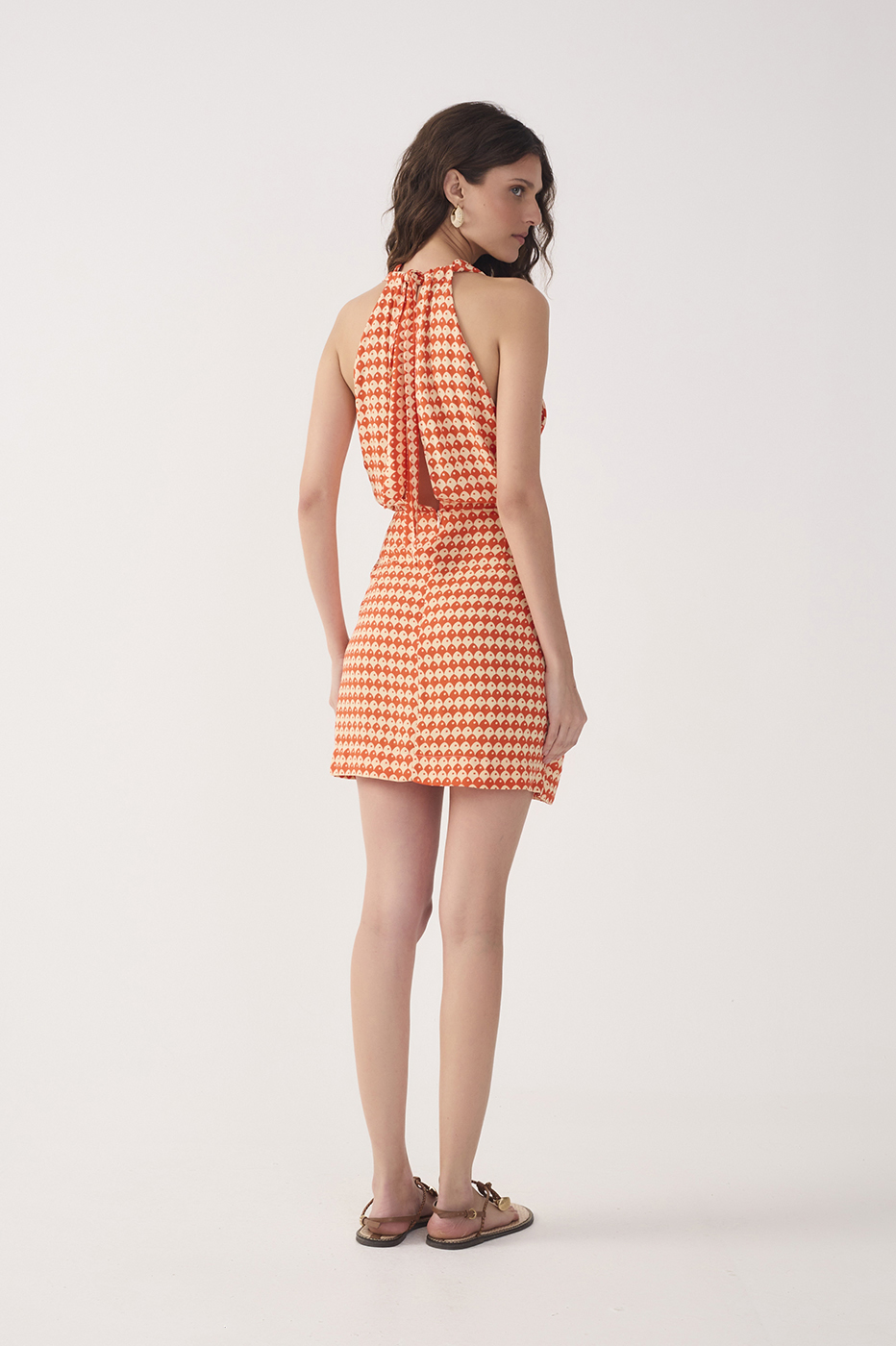 Red Escama V Neck Wrap Mini Dress_7
