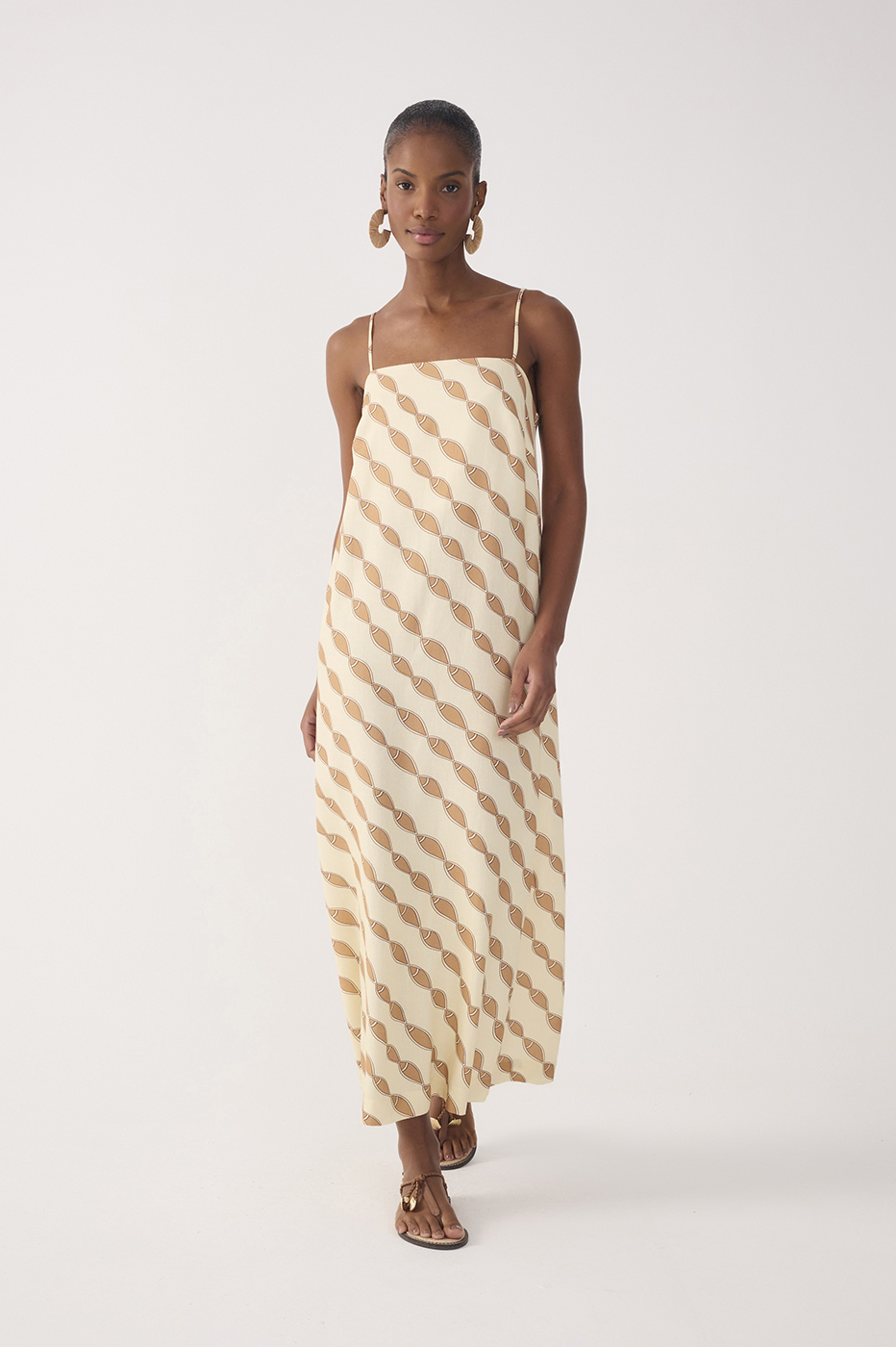 beige linen maxi dress Beige Linen Cotton Maxi Dress - Lantern Sleeve