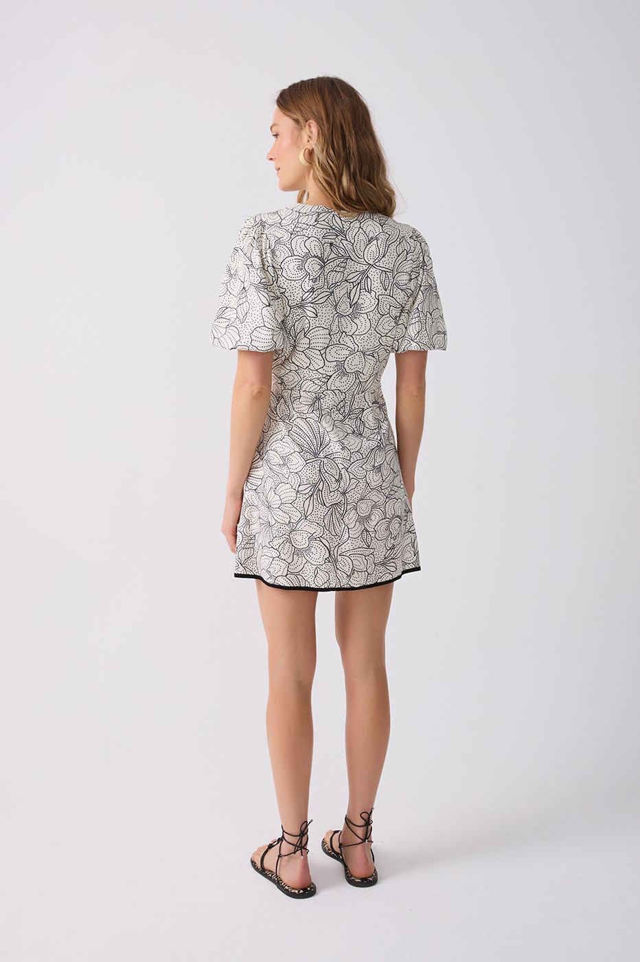 Off-white Shell Vibe Puff Sleeve Linen Mini Dress_5