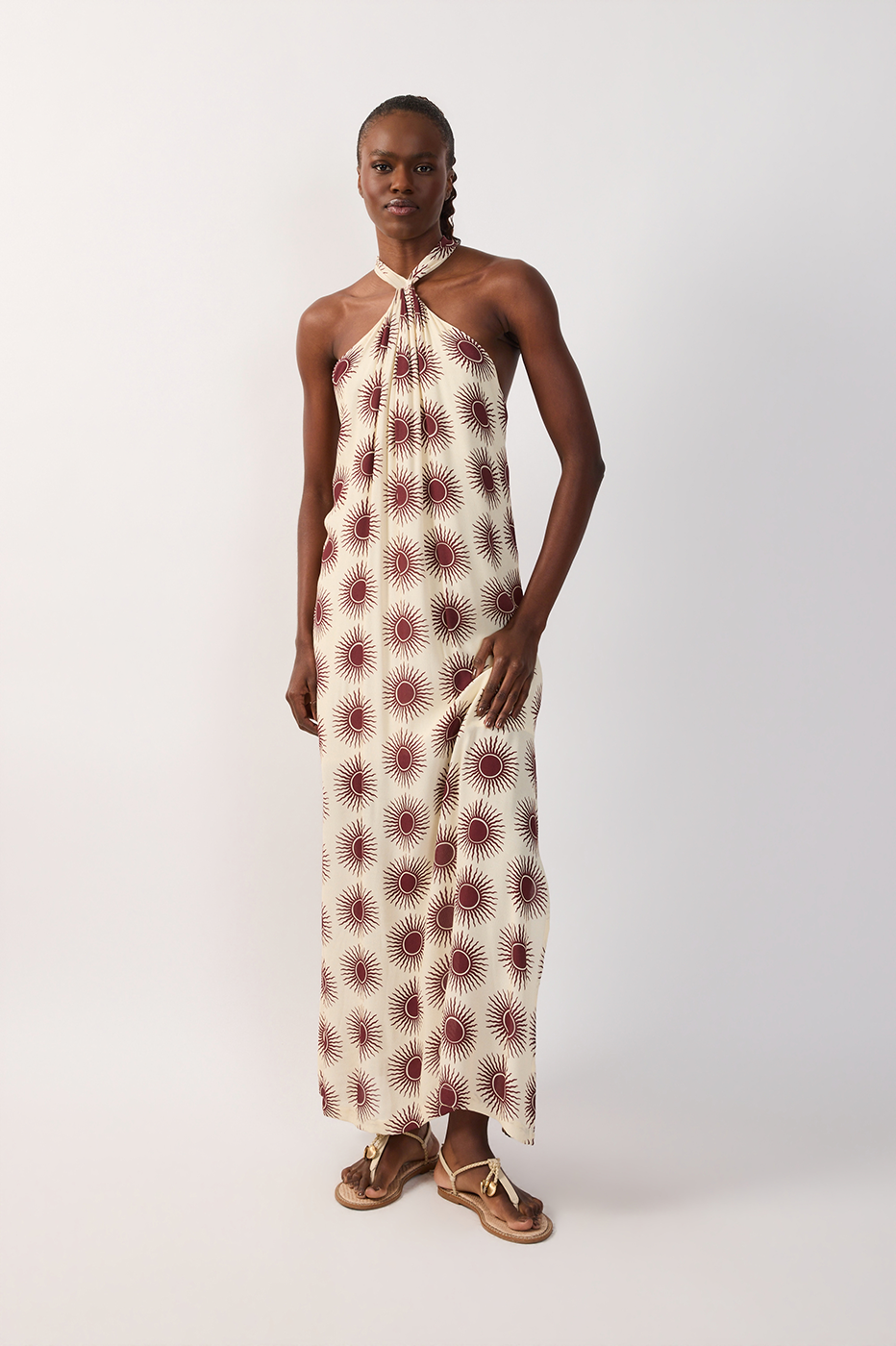 Off-White Halter Neck Slit Maxi Dress_2
