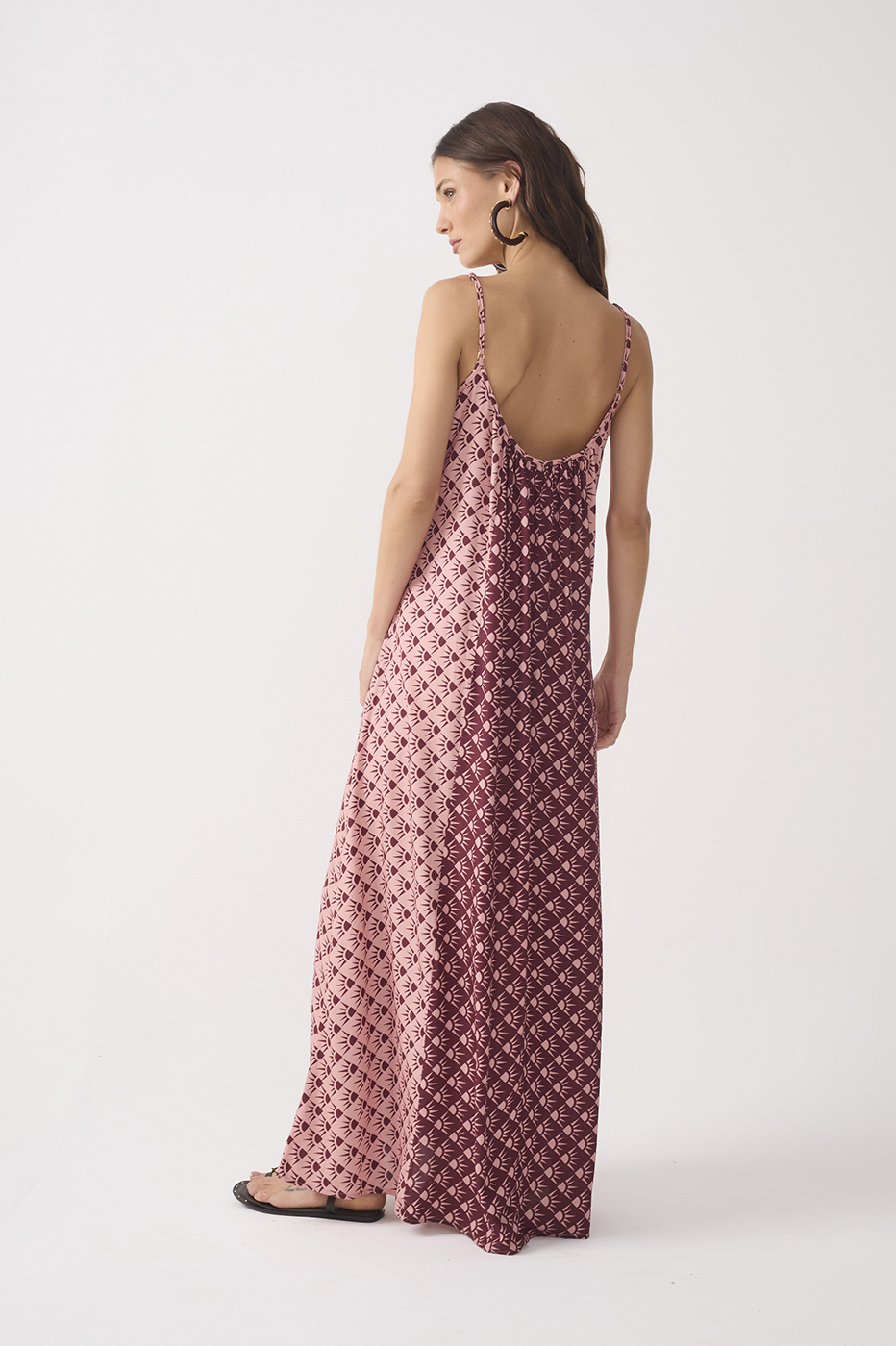 Wine Floriluz Mixed Round Neck Sleeveless Maxi Dress_5