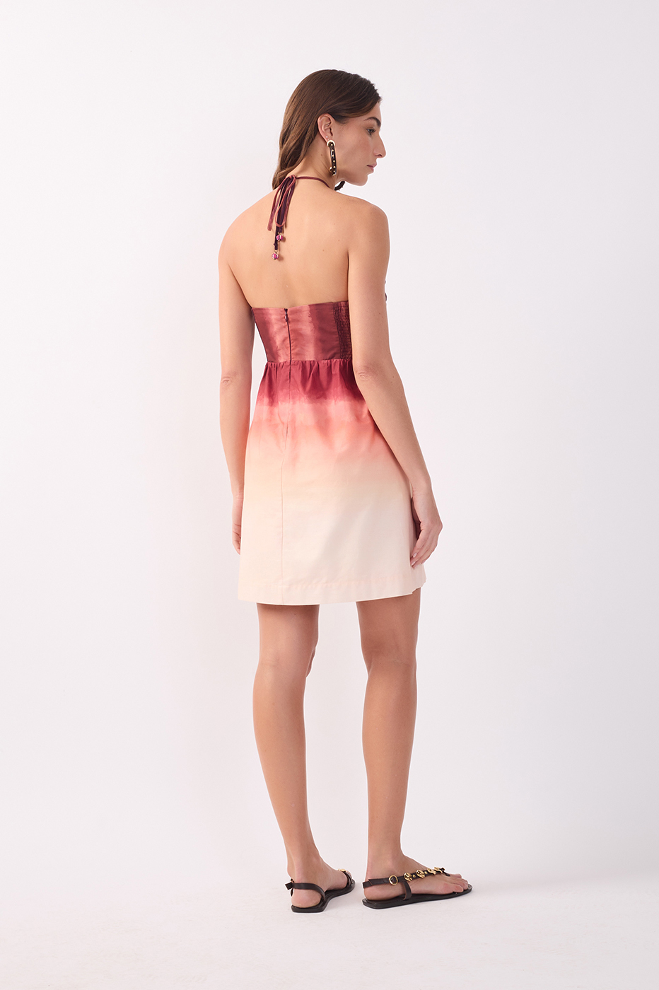 Multicolor Halter Neck Ruched Mini Dress_5