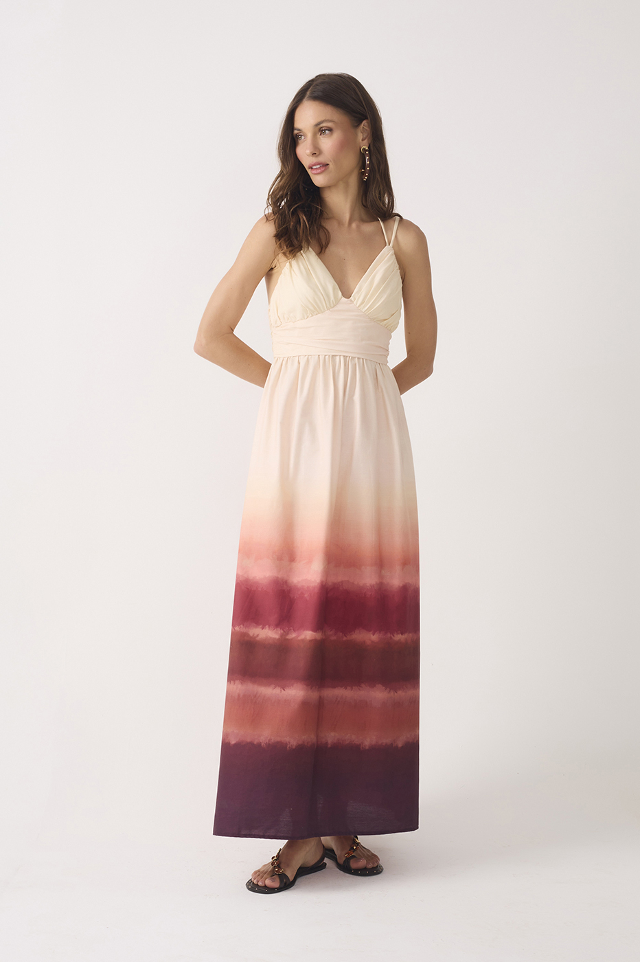 Multicolor Neck Ties Pockets Maxi Dress_2