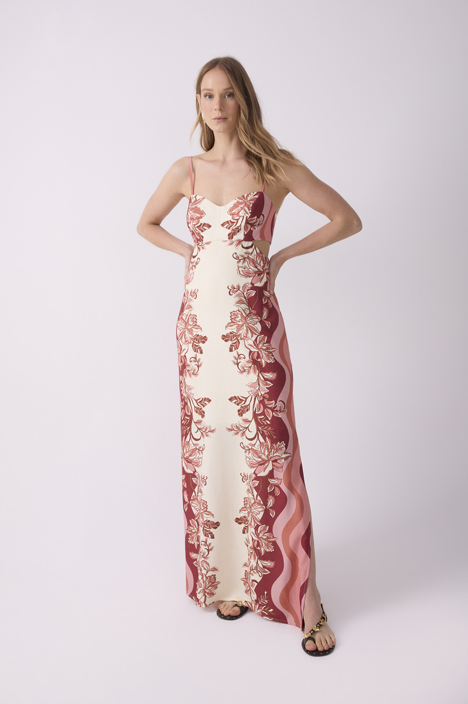Off-white Onda Floral Cut-out Side Slit Sleeveless Maxi Dress_2