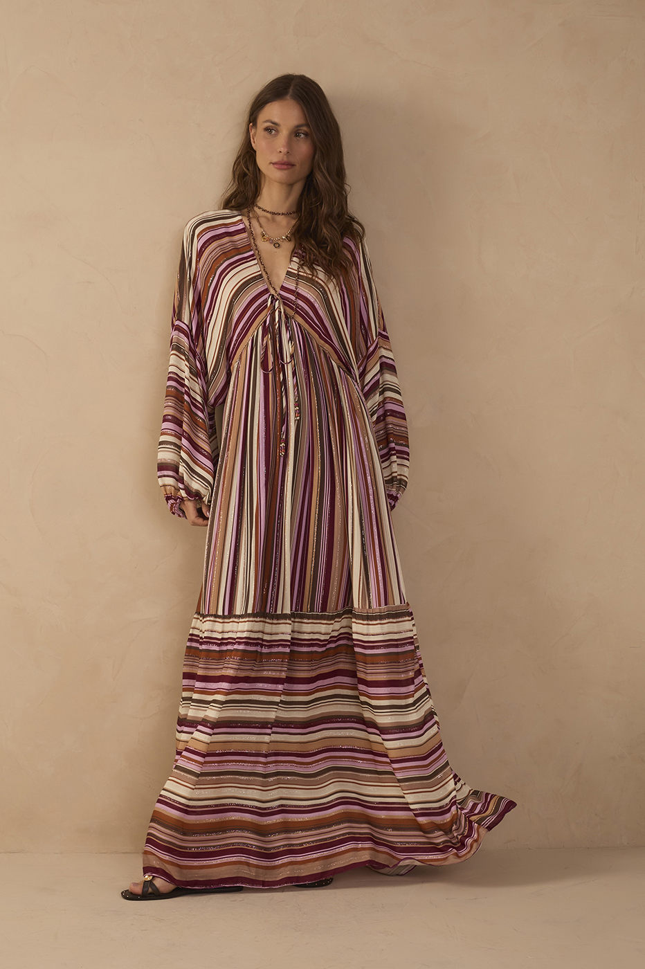 aurora maxi dress Stripes Lurex Ties in Listra Aurora Print Prom Ball Gown Color:Navy / Black Ashley Landocken 6 Drawer Flattering Fit