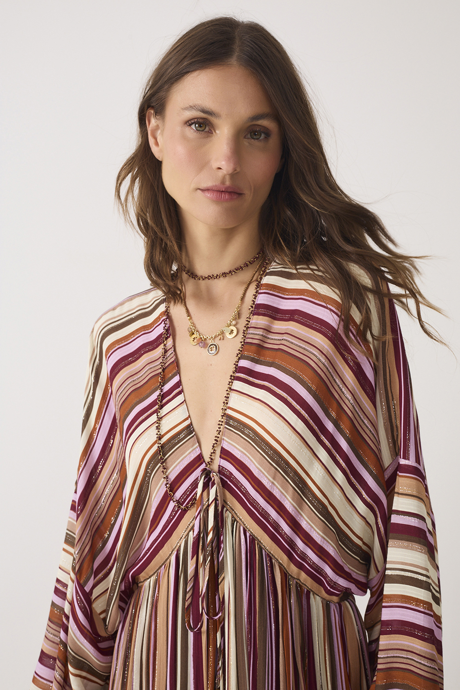 Aurora Stripes Lurex Ties Maxi Dress_5