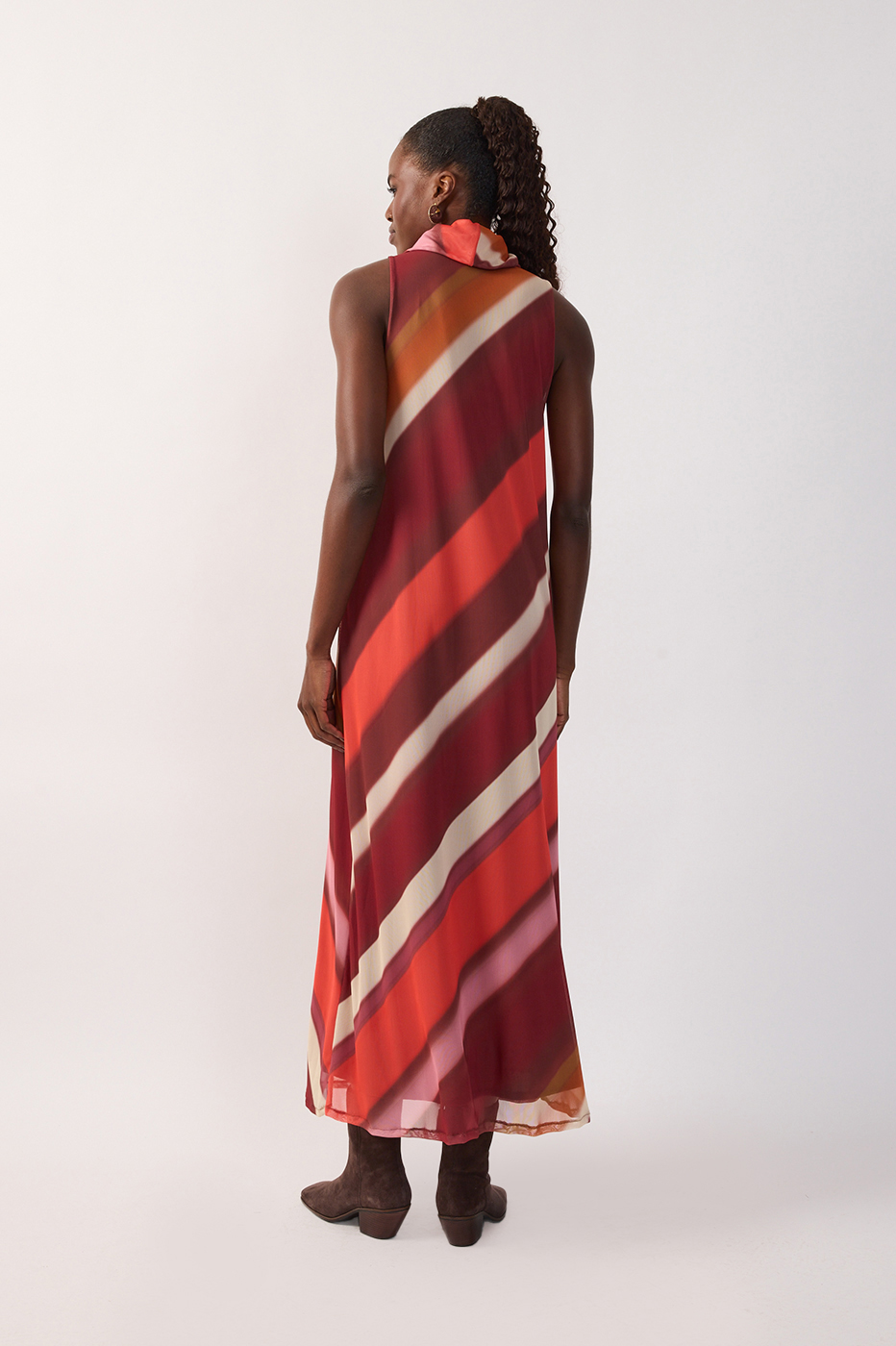 Multicolor Lumini Draped Neck Sleeveless Tulle Maxi Dress_6