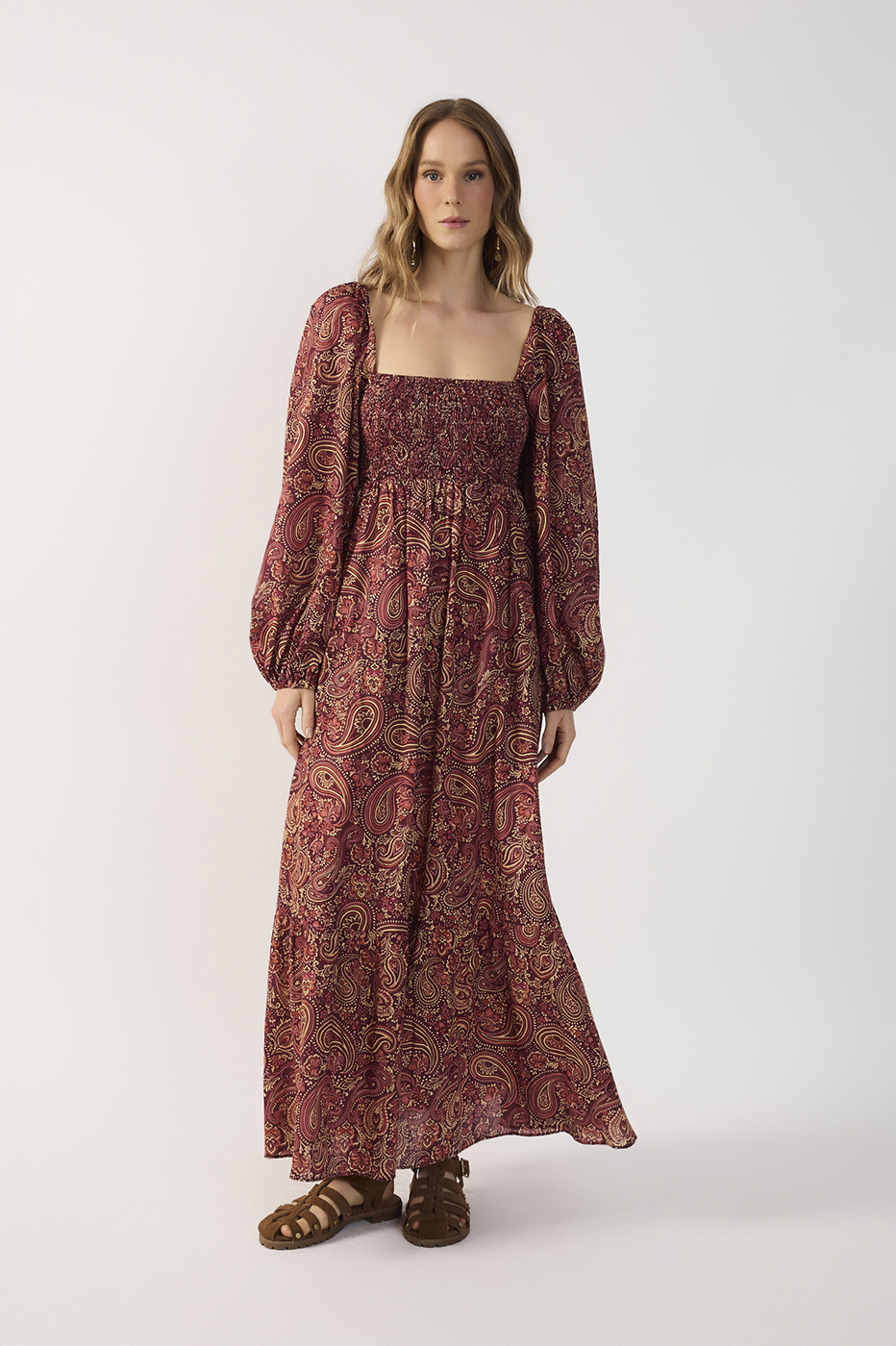 Winter Night Puff-Sleeve Maxi Dress_2